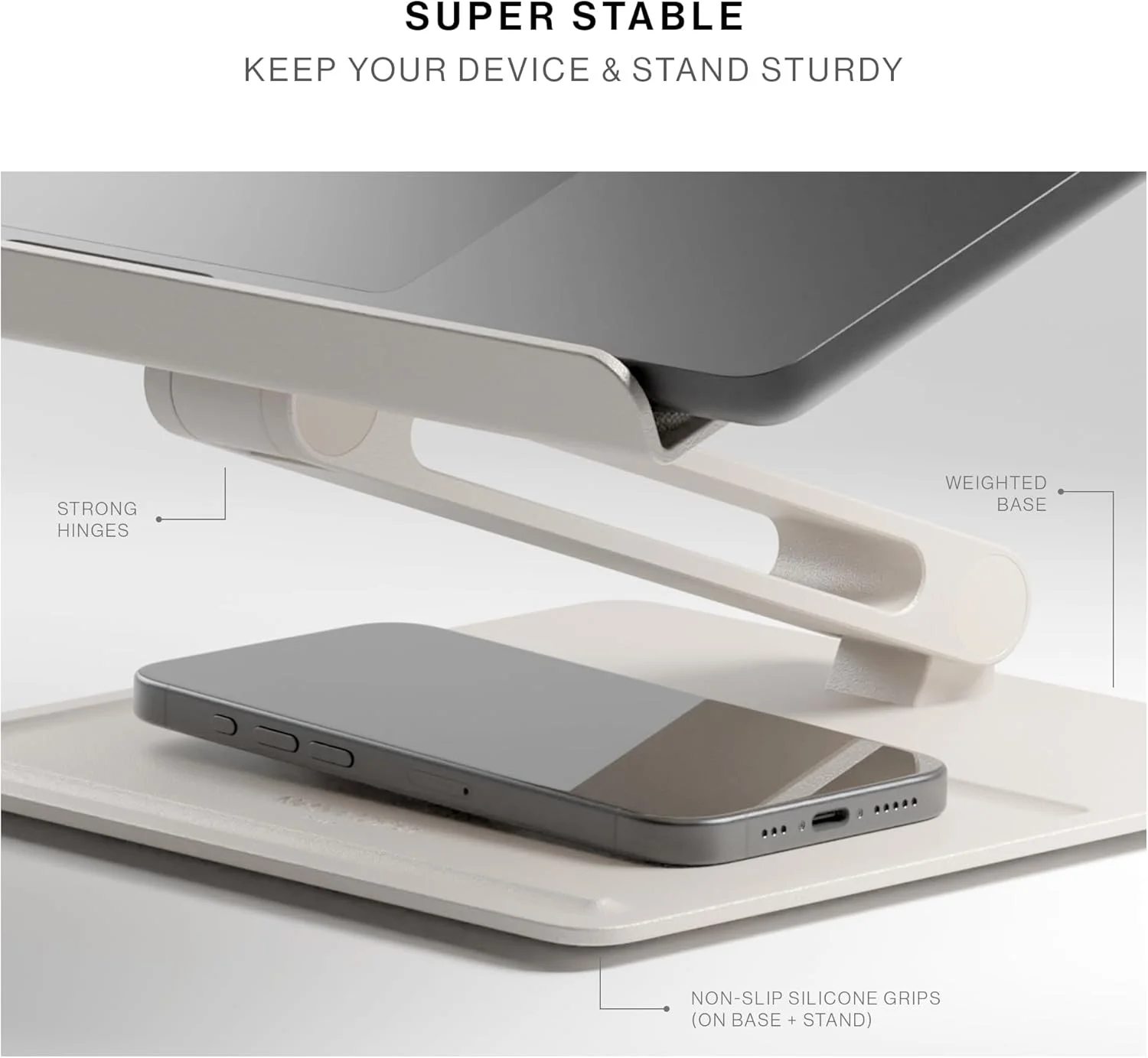 پایه رومیزی لپ‌تاپ نیتیو یونیون – پایه کامپیوتر ارگونومیک با قابلیت تنظیم ارتفاع – سازگار با مک‌بوک ایر/پرو، آیپد، دل، اچ‌پی، لنوو، مایکروسافت سرفیس و لپ‌تاپ‌ها و تبلت‌ها تا وزن 5 کیلوگرم (مشکی)