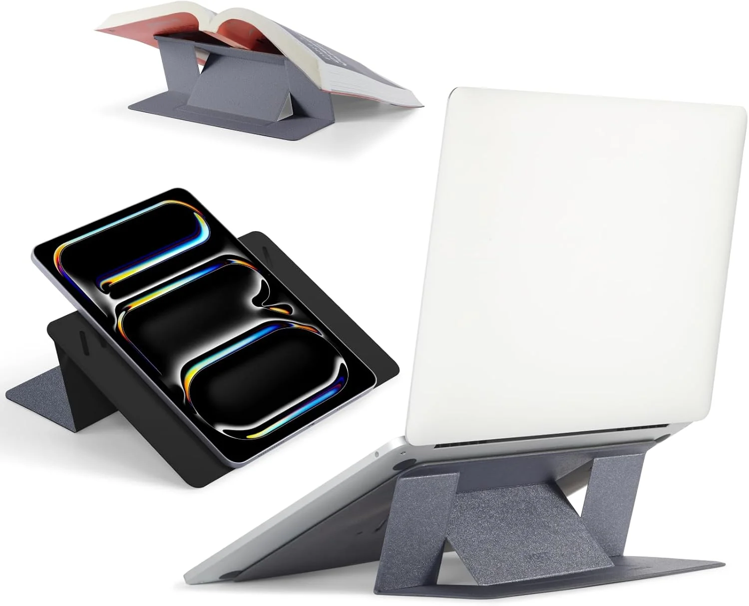 پایه لپ‌تاپ MOFT برای میز، پایه مک‌بوک غیرچسبنده با قابلیت تنظیم 15° و 25° در 2 سطح، پایه کامپیوتر ارگونومیک مناسب برای تمام لپ‌تاپ‌ها تا 11.6 اینچ - 16 اینچ، خاکستری فضایی
