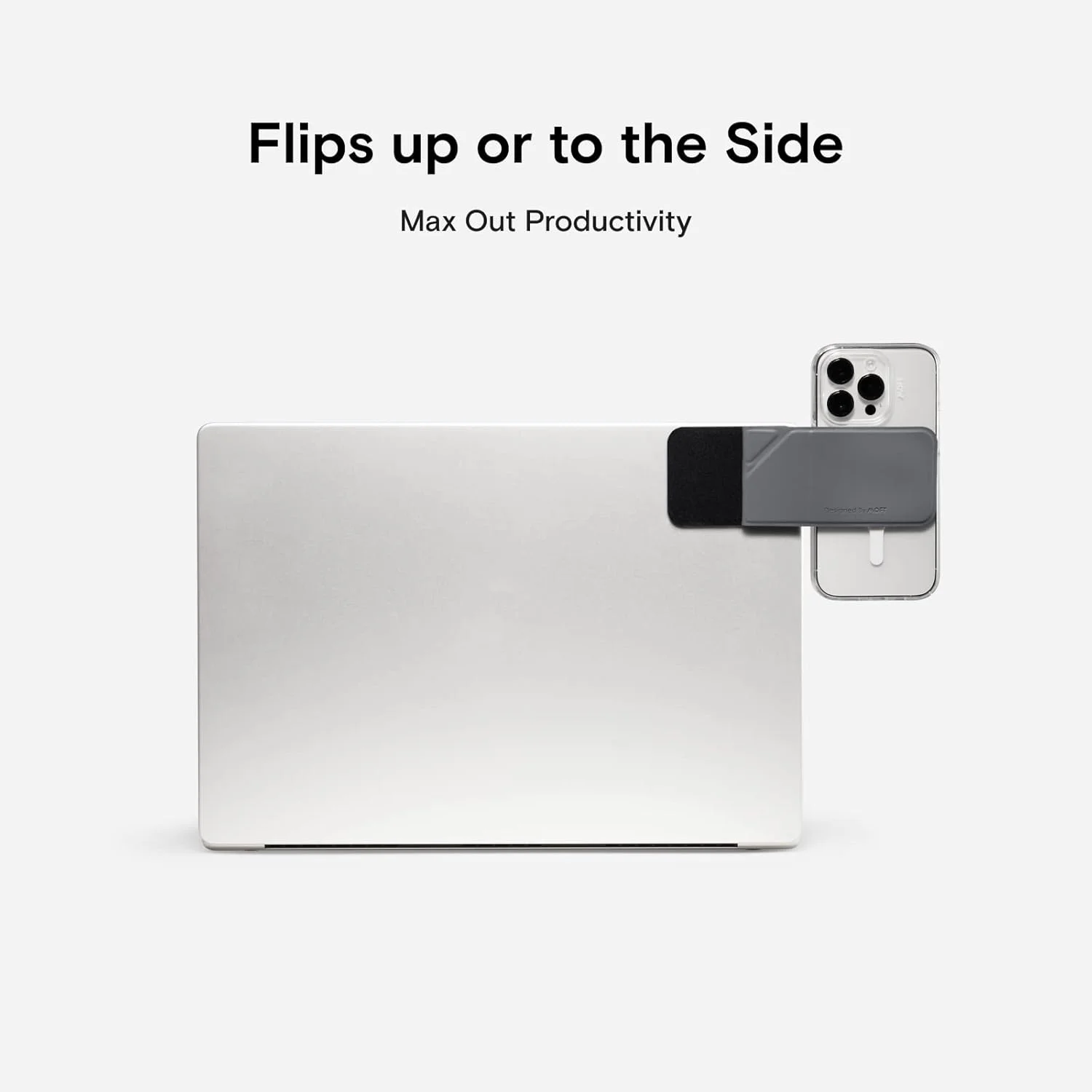 نگهدارنده مغناطیسی لپ تاپ و آیفون MOFT، پایه جانبی باریک تاشو و قابل تنظیم تلفن برای مانیتور لپ تاپ، براکت توسعه کامپیوتر قابل حمل (خاکستری)