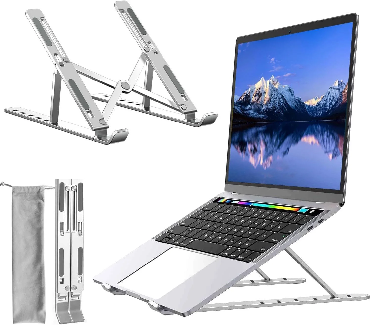 پایه لپ‌تاپ MOMENT، پایه نگهدارنده لپ‌تاپ، پایه کامپیوتر بالابر، آلومینیومی تاشو قابل حمل قابل تنظیم، سازگار با MacBook Air Pro، HP، Lenovo، Dell، و لپ‌تاپ‌ها و تبلت‌های بیشتر