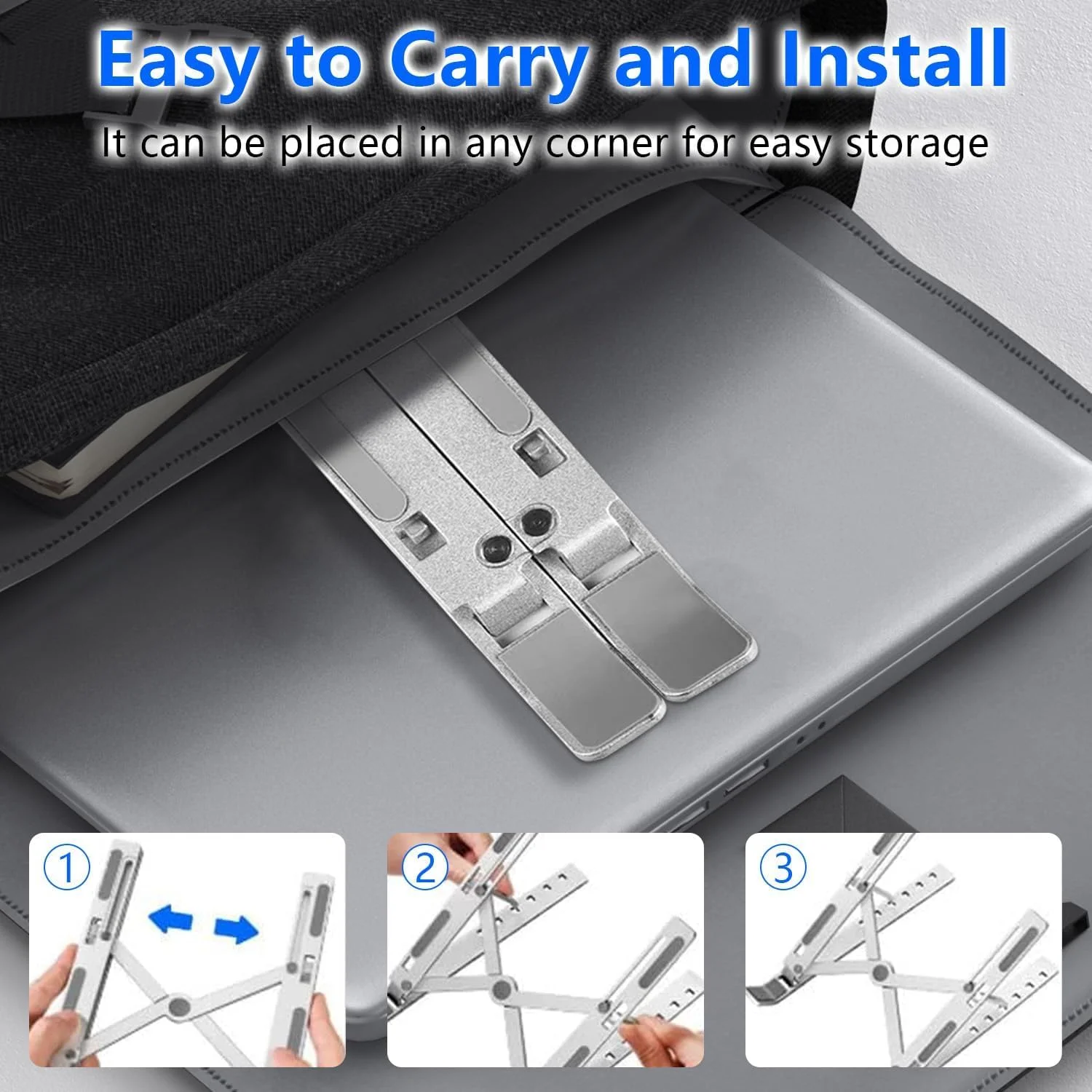 پایه لپ‌تاپ MOMENT، پایه نگهدارنده لپ‌تاپ، پایه کامپیوتر بالابر، آلومینیومی تاشو قابل حمل قابل تنظیم، سازگار با MacBook Air Pro، HP، Lenovo، Dell، و لپ‌تاپ‌ها و تبلت‌های بیشتر