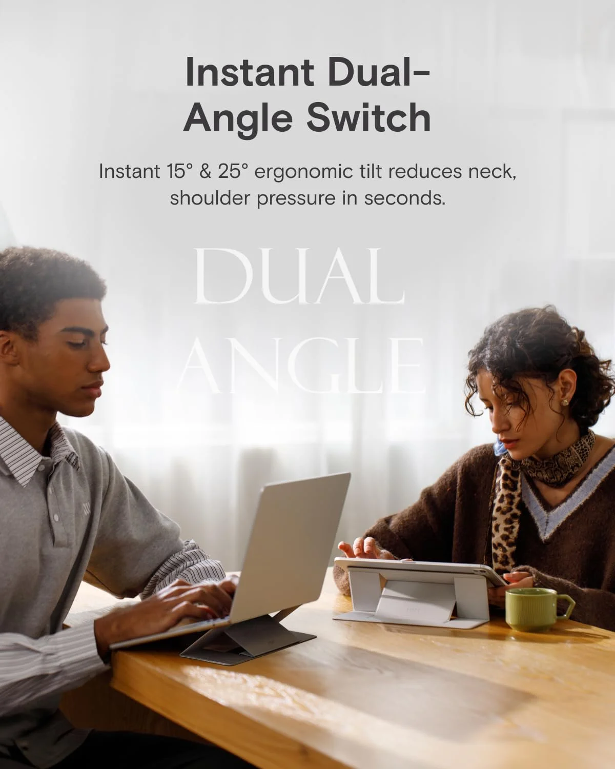 پایه لپ‌تاپ MOFT برای میز، پایه مک‌بوک غیرچسبنده با قابلیت تنظیم 15° و 25° در 2 سطح، پایه کامپیوتر ارگونومیک مناسب برای تمام لپ‌تاپ‌ها تا 11.6 اینچ - 16 اینچ، خاکستری فضایی