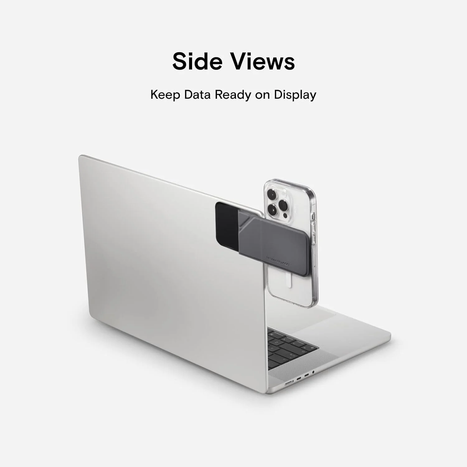 نگهدارنده مغناطیسی لپ تاپ و آیفون MOFT، پایه جانبی باریک تاشو و قابل تنظیم تلفن برای مانیتور لپ تاپ، براکت توسعه کامپیوتر قابل حمل (خاکستری)