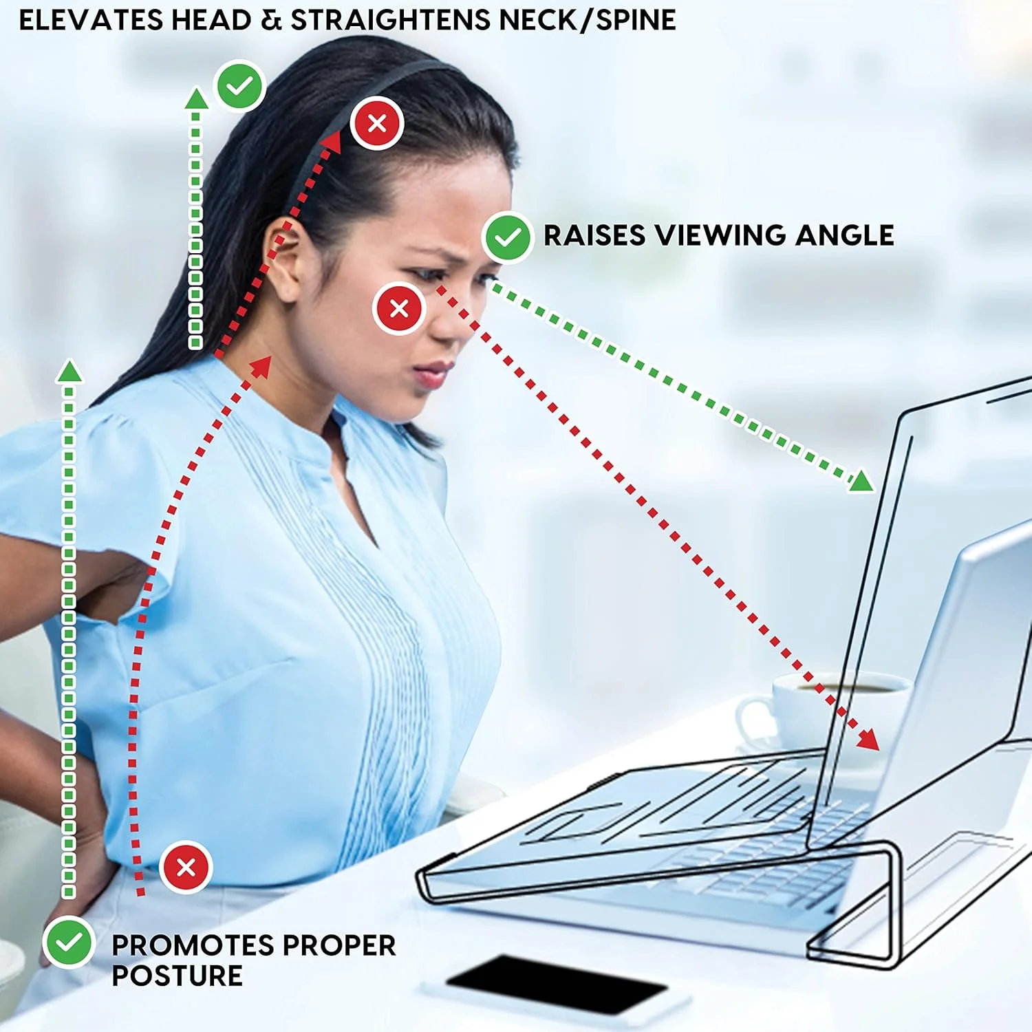پایه لپ‌تاپ اکریلیک DuraClear ماموت برای میز - افزایش ارتفاع 6.35 سانتی‌متری ارگونومیک اکریلیک برای لپ‌تاپ‌های تا 21 اینچ - سازماندهی فضای کار با لوازم جانبی میز اکریلیک DuraClear