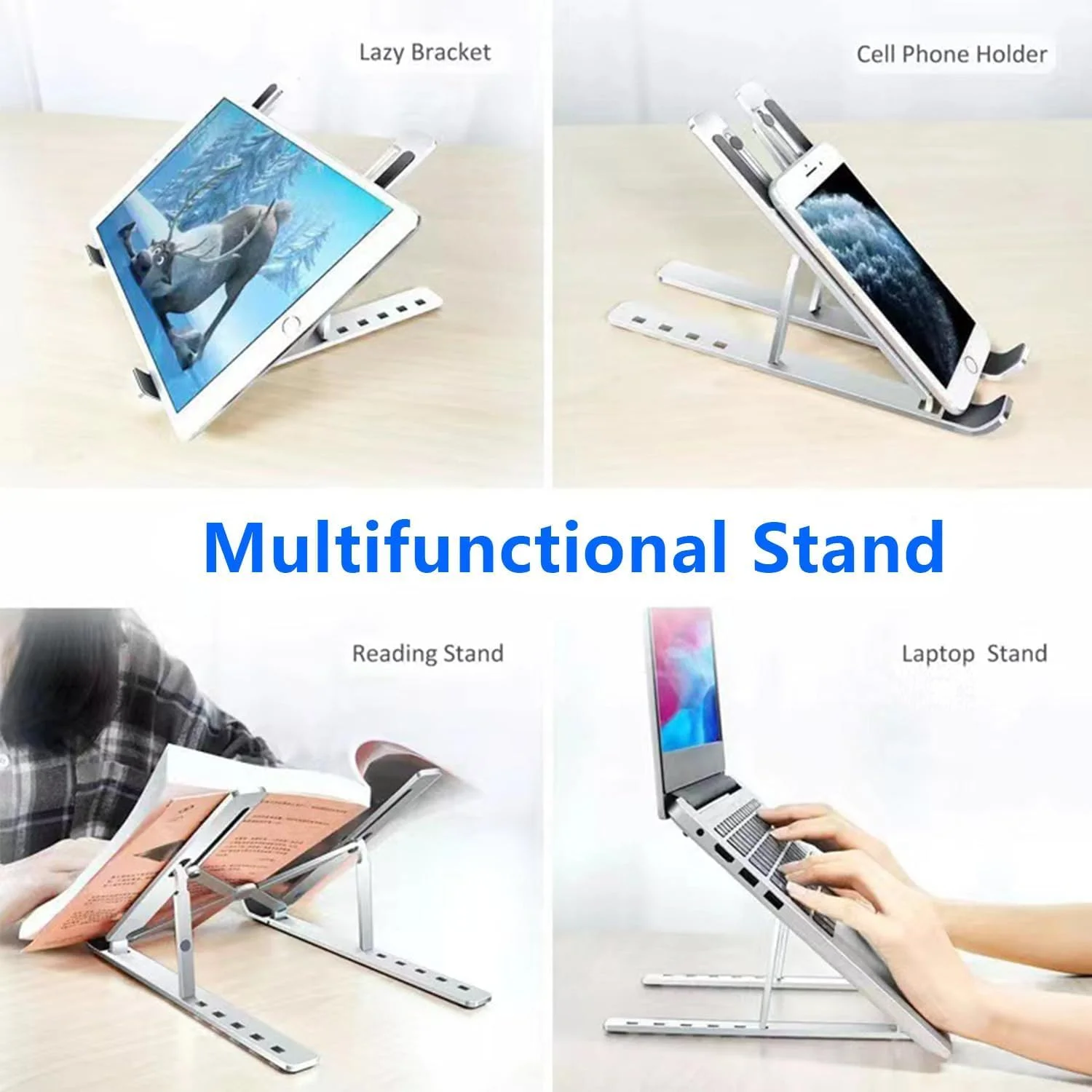 پایه لپ‌تاپ MOMENT، پایه نگهدارنده لپ‌تاپ، پایه کامپیوتر بالابر، آلومینیومی تاشو قابل حمل قابل تنظیم، سازگار با MacBook Air Pro، HP، Lenovo، Dell، و لپ‌تاپ‌ها و تبلت‌های بیشتر