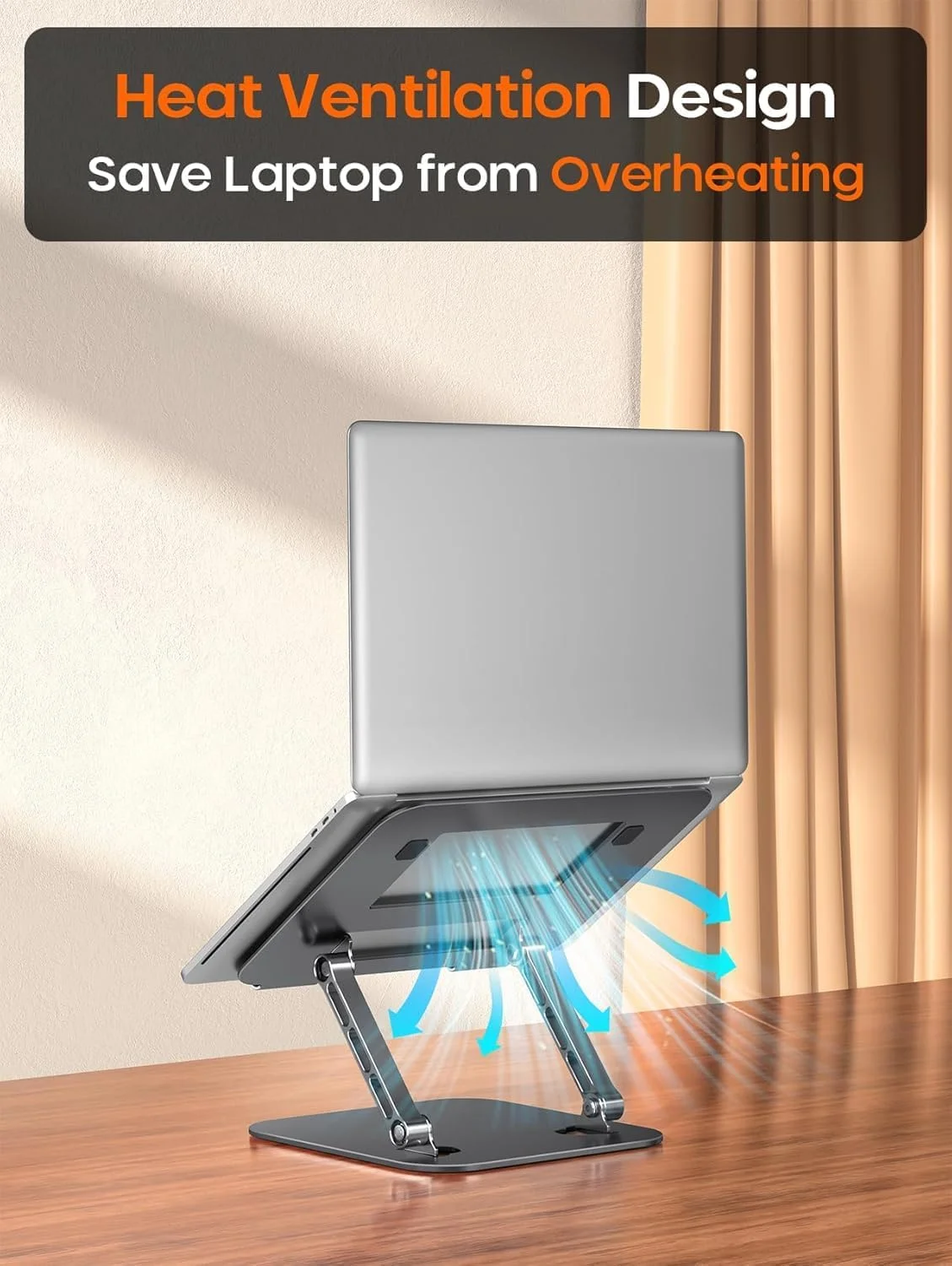 پایه لپ تاپ، پایه کامپیوتر، پایه رومیزی، ساخته شده از مواد فلزی، قابل تنظیم، ارگونومیک، قابل حمل، تاشو، بدنه فلزی، مقاوم، مناسب برای لپ تاپ های 10 تا 16 اینچی، سازمان دهنده لپ تاپ، نگهدارنده سبک وزن نوت بوک برای دفتر کار خانگی و مسافرت
