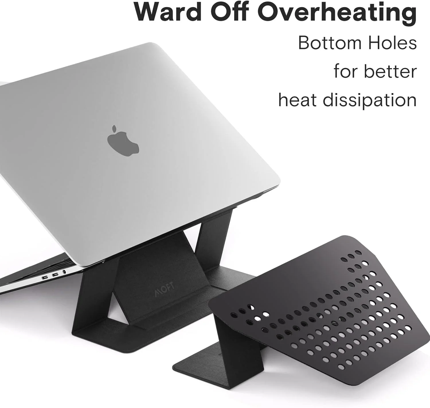 پایه لپ‌تاپ MOFT، پایه لپ‌تاپ باریک و قابل تنظیم نامرئی برای میز، پایه قابل حمل نوت‌بوک سازگار با لپ‌تاپ‌های تا 16 اینچ، مشکی کربنی