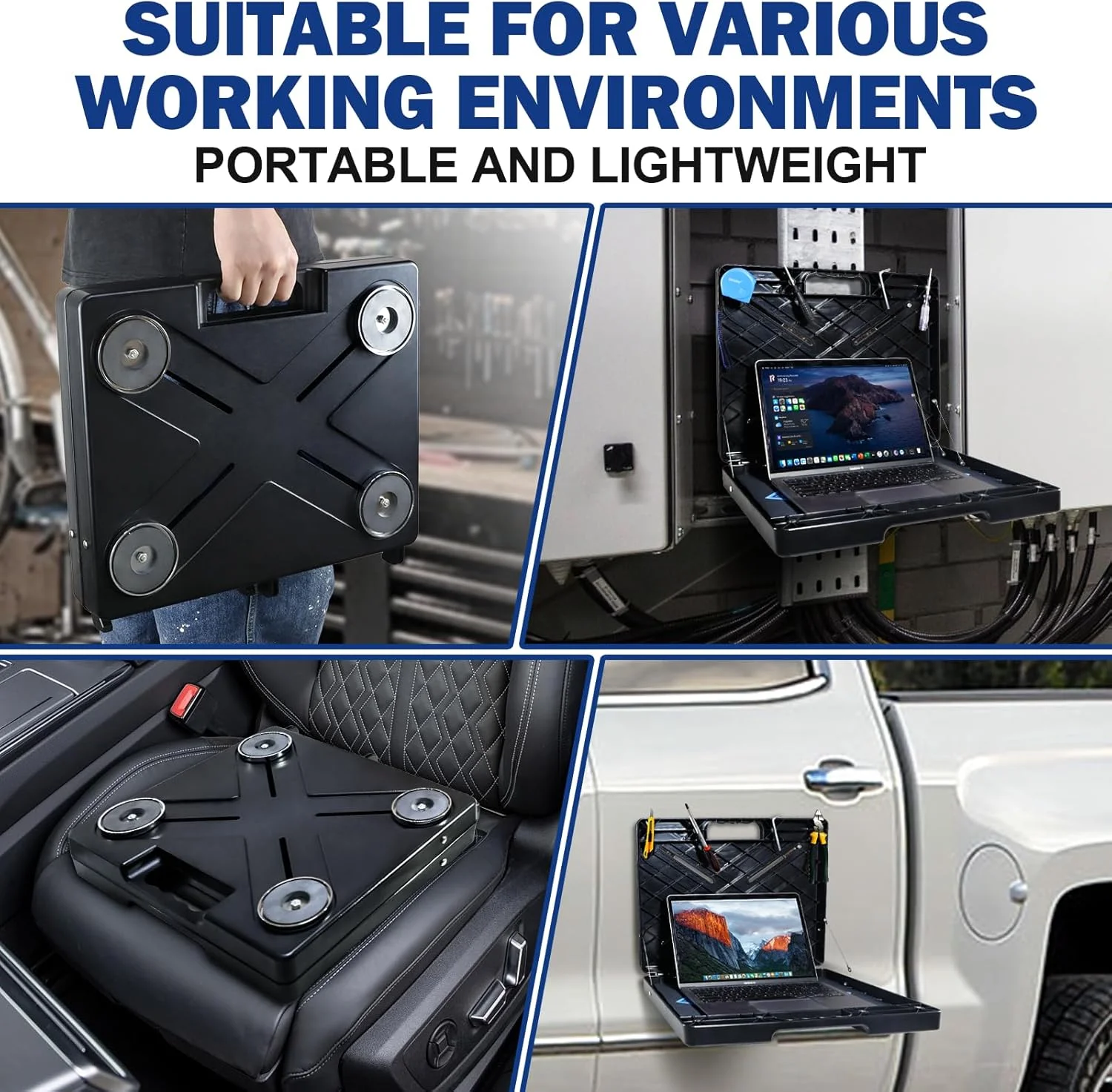 پایه لپ‌تاپ مغناطیسی جدید، میز کار قابل حمل با 4 آهنربای فوق‌العاده قوی، با تحمل وزن 20 کیلوگرم، مناسب برای اتاق تجهیزات الکترونیکی، تعمیرات ارتباطی، تعمیرات تجهیزات گرمایشی و سرمایشی