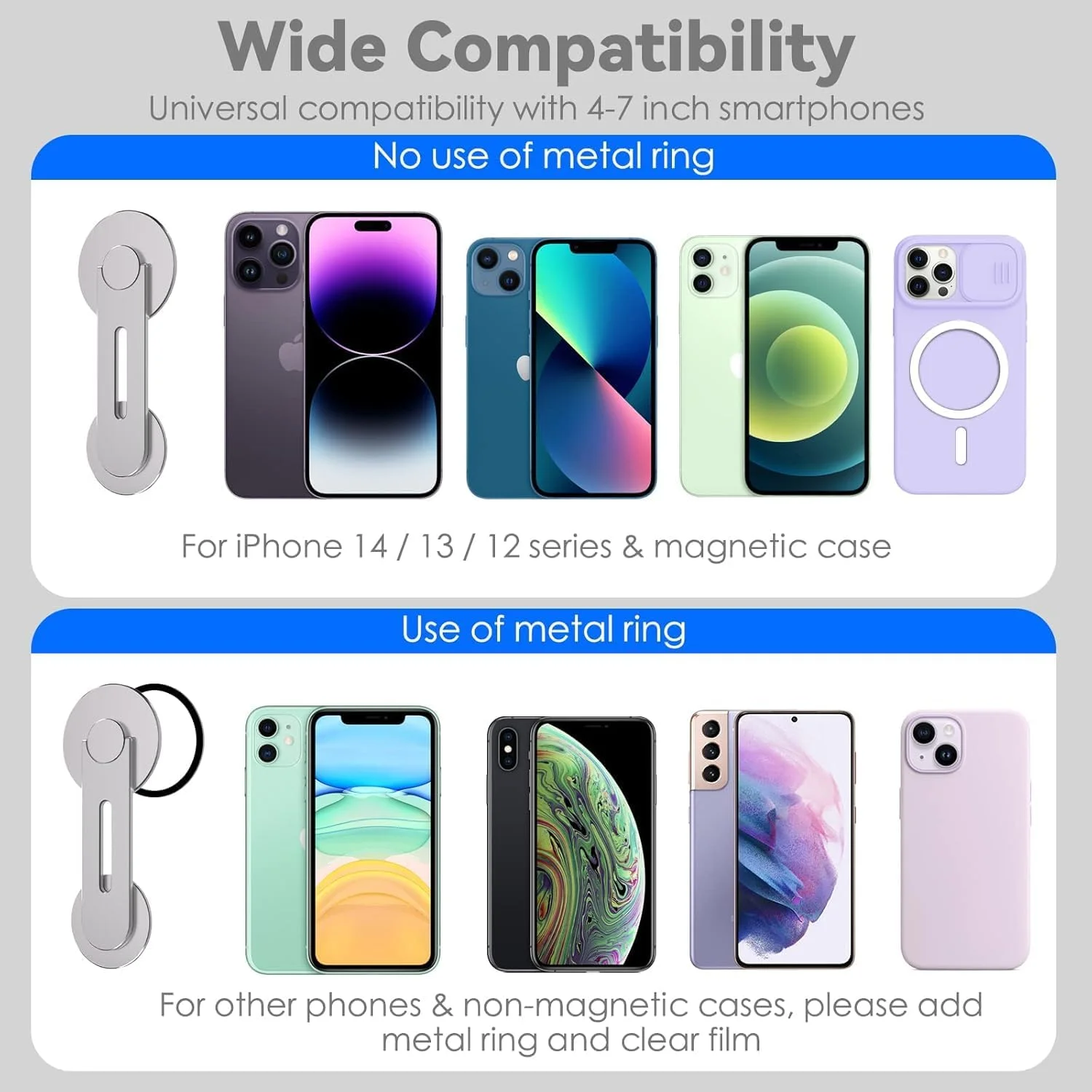 نگهدارنده مغناطیسی گوشی موبایل برای لپ‌تاپ – پایه دوربین تداوم قابل تنظیم Azonee سازگار با Mag-Safe، iOS 16 و macOS Ventura، براکت توسعه کامپیوتر باریک و قابل حمل برای تلفن هوشمند (نقره ای)