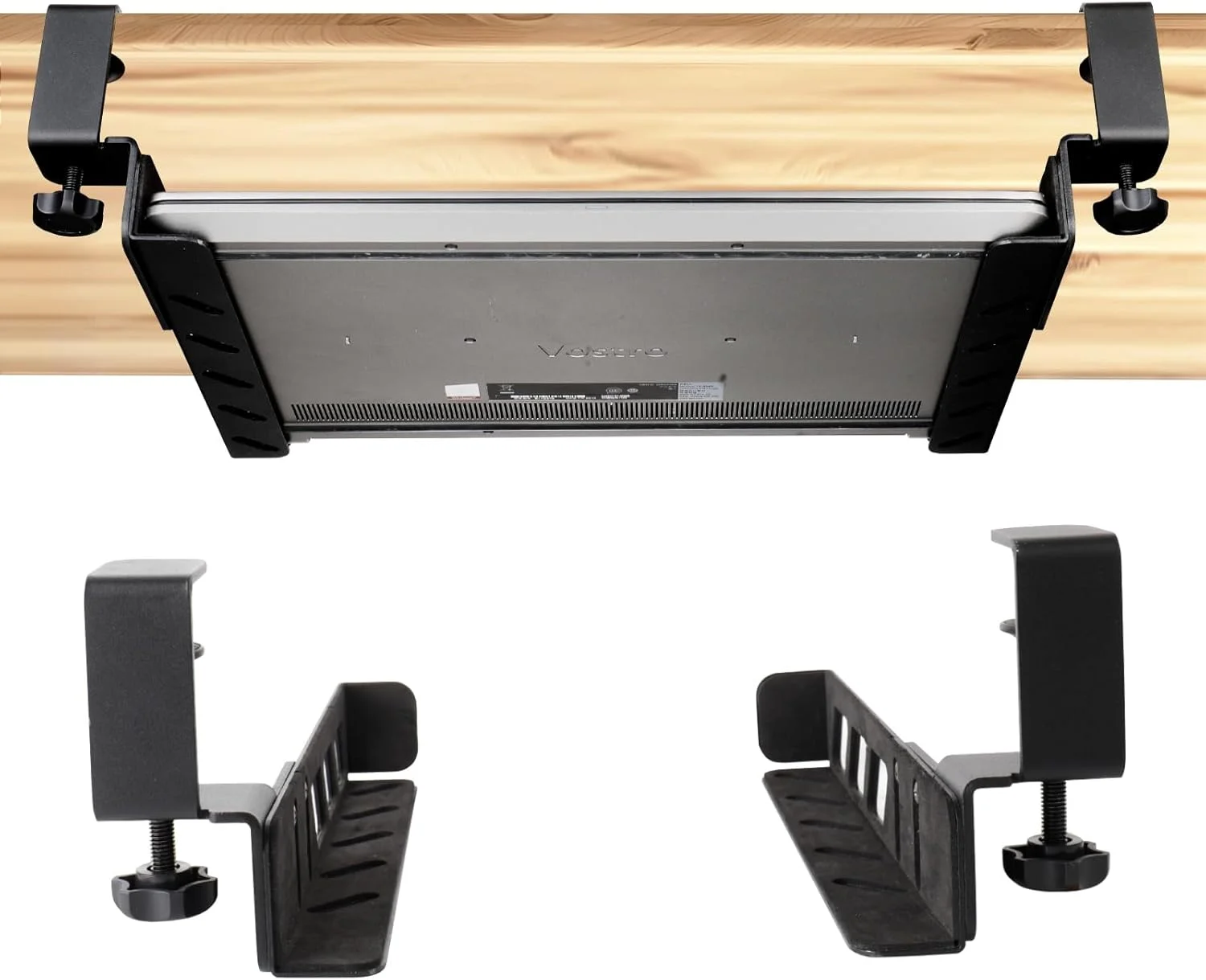 نگهدارنده لپ تاپ زیر میز LUKETURE، بدون نیاز به سوراخکاری، قفسه زیر میزی، نگهدارنده لپ تاپ زیر میز با صفحه نمدی ضد خش، سینی ذخیره سازی کامپیوتر برای مک مینی، مک بوک، کیبورد