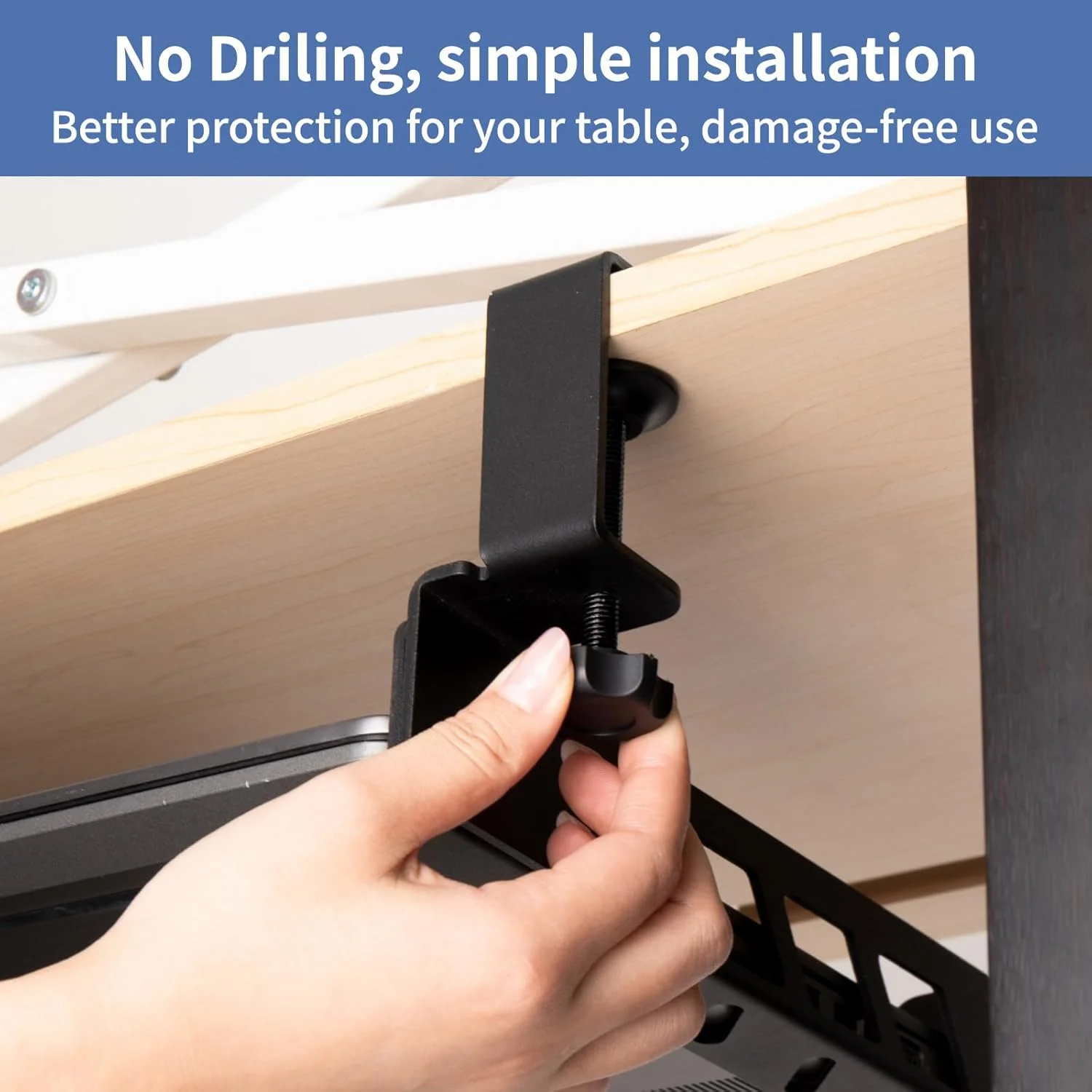 نگهدارنده لپ تاپ زیر میز LUKETURE، بدون نیاز به سوراخکاری، قفسه زیر میزی، نگهدارنده لپ تاپ زیر میز با صفحه نمدی ضد خش، سینی ذخیره سازی کامپیوتر برای مک مینی، مک بوک، کیبورد