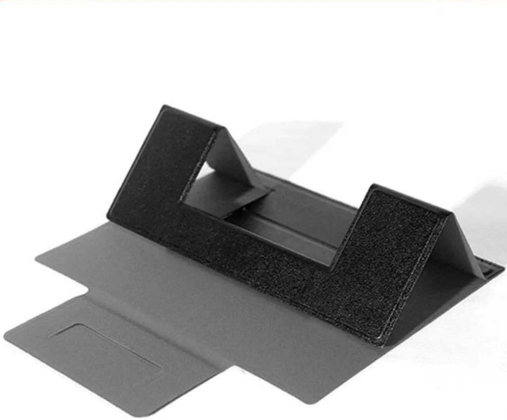 پایه لپ‌تاپ چرمی PU برای میز، نگهدارنده تبلت تاشو، پایه لپ‌تاپ تاشو قابل حمل برای دفتر کار خانگی (مناسب برای لپ‌تاپ تا 16 اینچ) (مشکی)