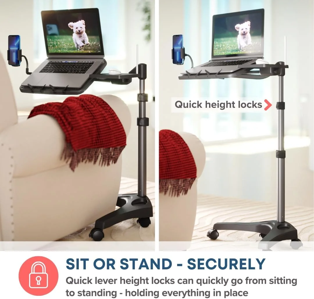 میز لپ تاپ چرخ دار قابل تنظیم LEVO G2 V16 با سینی موس