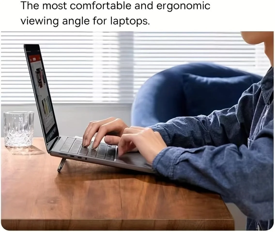 پایه لپ تاپ کوچک، تاشو، ارگونومیک، مناسب لپ تاپ و تبلت، ضد لغزش، کم حجم، نقره ای - 4 عدد