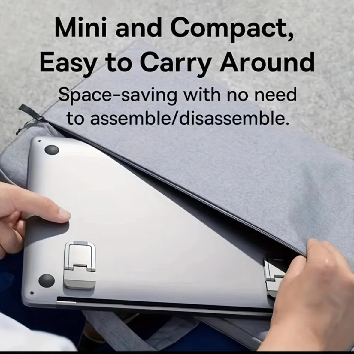 پایه لپ تاپ کوچک، تاشو، ارگونومیک، مناسب لپ تاپ و تبلت، ضد لغزش، کم حجم، نقره ای - 4 عدد