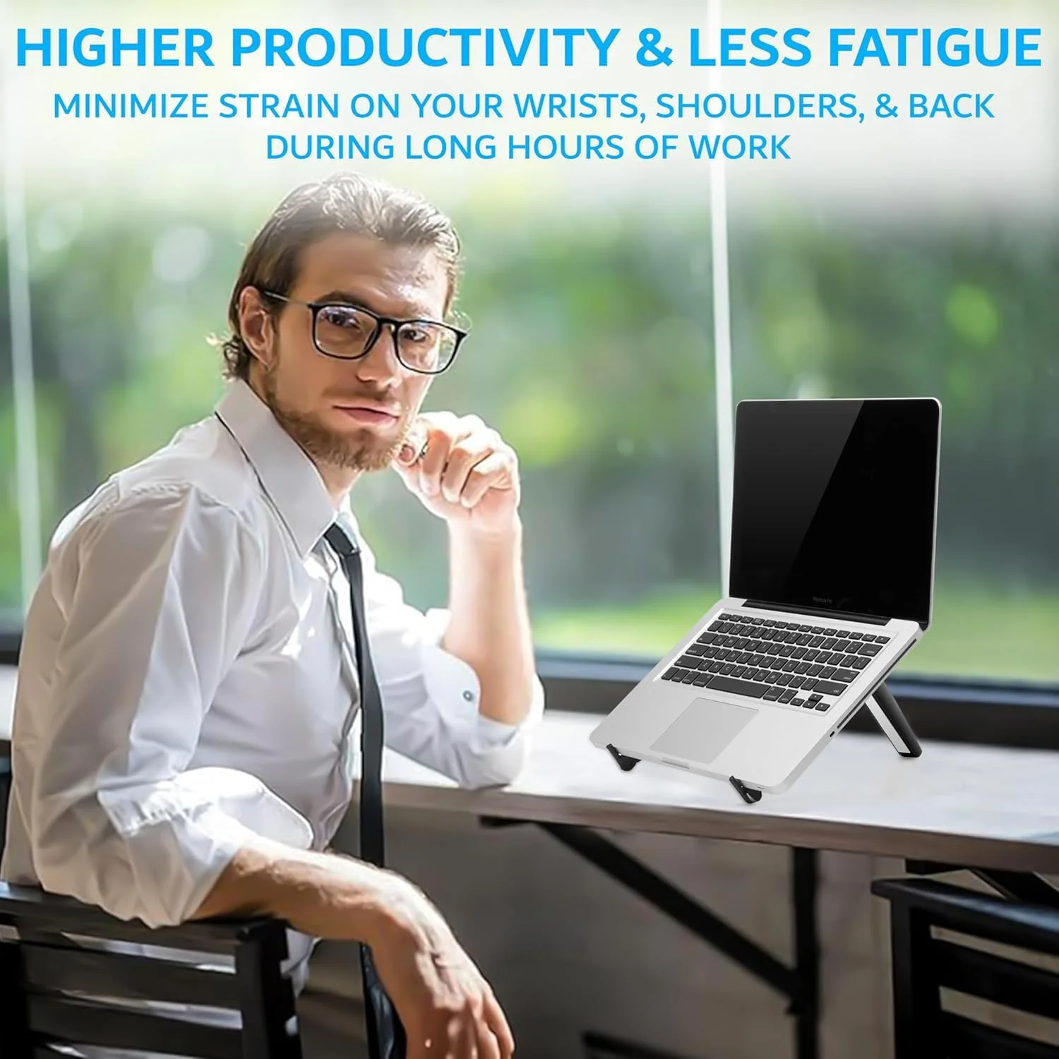 پایه لپ‌تاپ و مک‌بوک KASTWAVE برای میز کار، قابل تنظیم، تاشو، قابل حمل، نگهدارنده نوت‌بوک، بادوام، جمع و جور، سبک وزن، ارگونومیک با پدهای سیلیکونی ضد لغزش (مشکی)