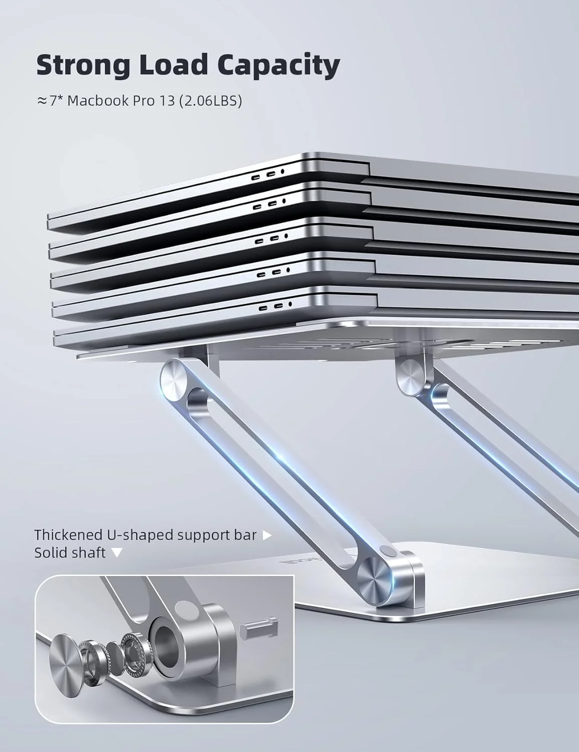 پایه لپ تاپ قابل حمل و تاشو با قابلیت تنظیم ارتفاع، مناسب برای مک بوک ایر پرو، دل XPS، اچ پی (10-17 اینچ) - نقره ای