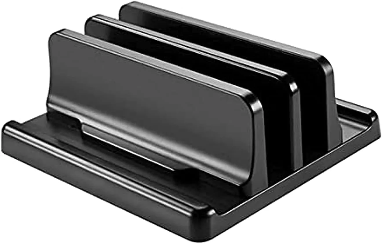 پایه نگهدارنده عمودی قابل تنظیم لپ تاپ، مناسب برای مک بوک پرو/ایر و لپ تاپ های ویندوزی (مشکی)