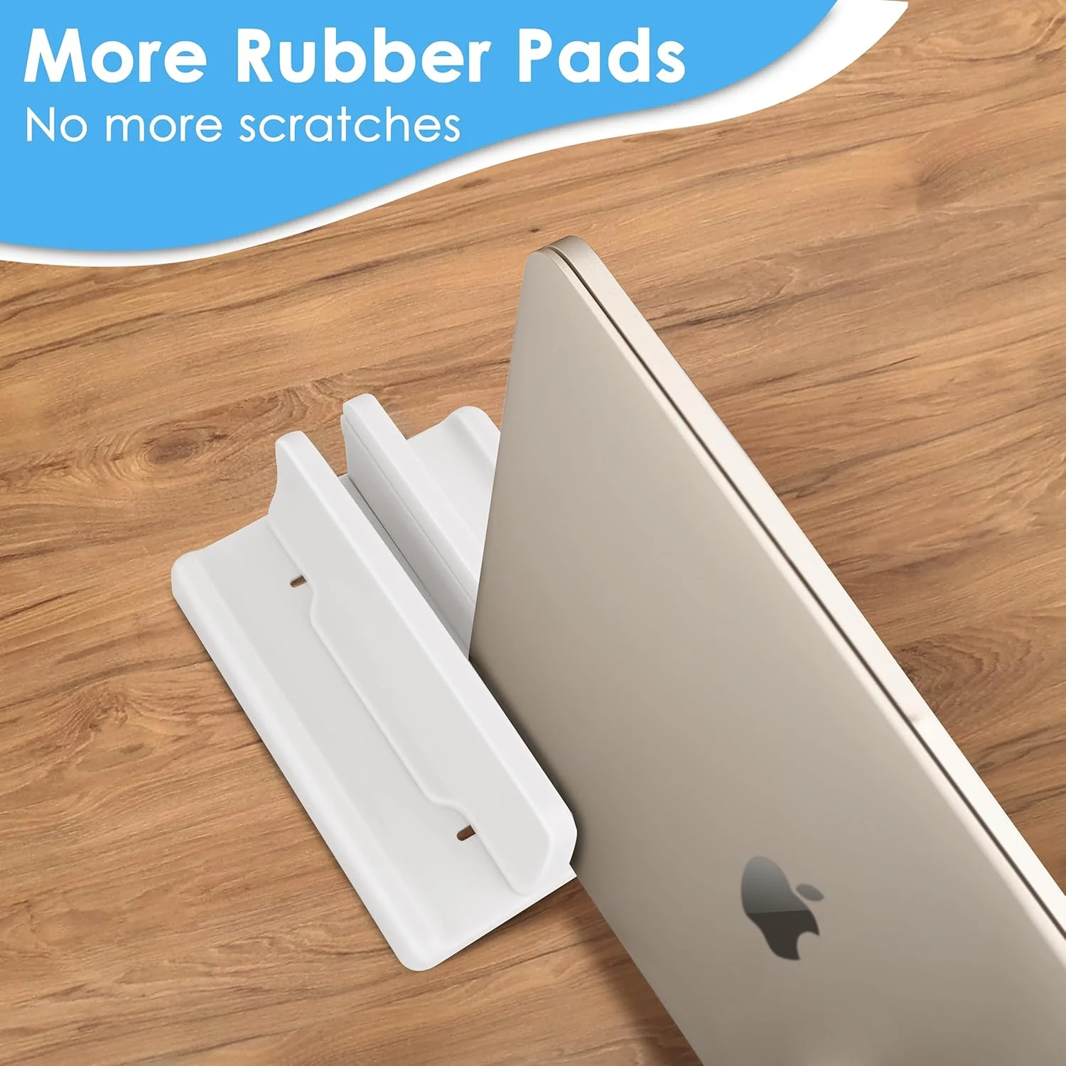 پایه عمودی لپ تاپ [نسخه جدید: دو پد لاستیکی بیشتر و طراحی قابل نگهداری آچار آلن] پلاستیک ABS قابل تنظیم تا 15 اینچ، صرفه جویی در فضای میز برای مک بوک/سرفیس/آیپد/مینی پی سی (سفید)