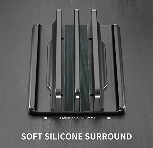 پایه نگهدارنده عمودی قابل تنظیم لپ تاپ، مناسب برای مک بوک پرو/ایر و لپ تاپ های ویندوزی (مشکی)