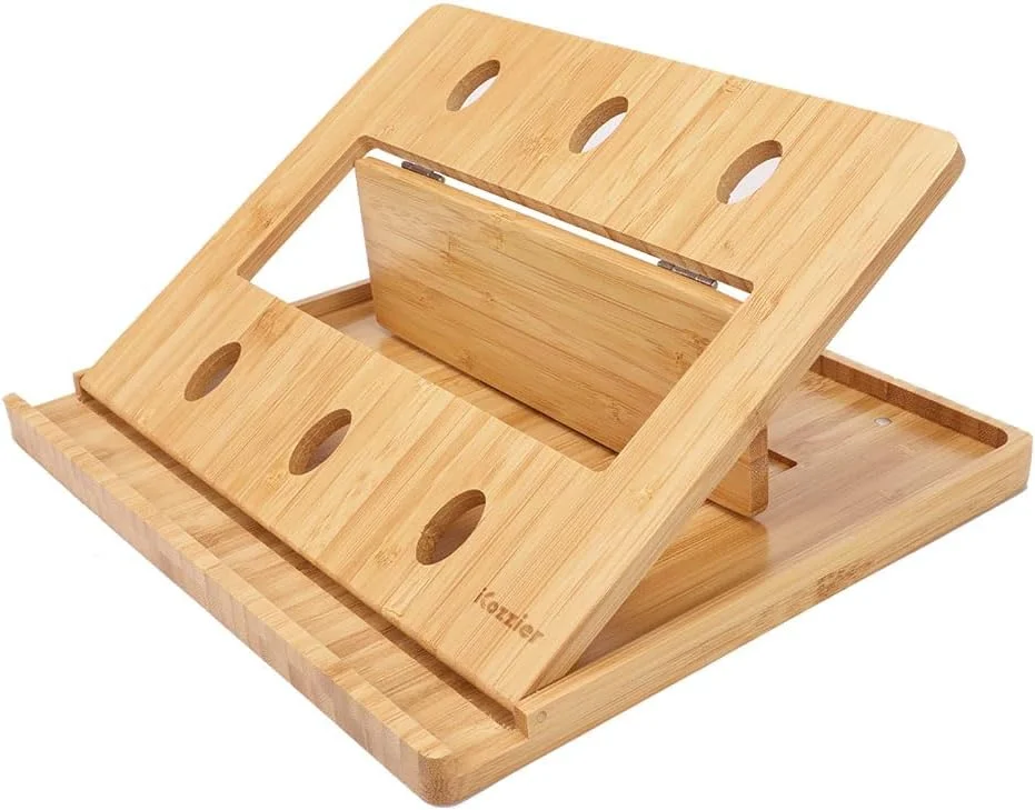 پایه تاشو لپ تاپ بامبو iCozzier، نگهدارنده قابل تنظیم برای نوت بوک، کامپیوتر، تبلت، میز، تخت، با قابلیت دفع حرارت، مناسب برای مک بوک، نت بوک و اولترابوک