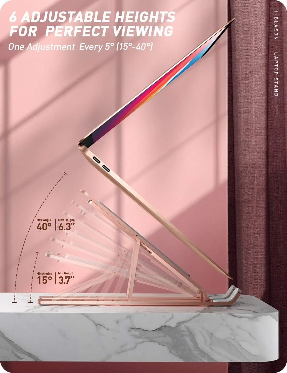 پایه لپتاپ قابل تنظیم سری Cosmo از i-Blason، نگهدارنده قابل حمل لپتاپ آلیاژ آلومینیوم با پایه چند زاویه ای مناسب برای لپتاپ ها و تبلت های 7-17.3 اینچی - یک بسته پایه لپتاپ قابل تنظیم سری Cosmo از i-Blason، نگهدارنده قابل حمل لپتاپ آلیاژ آلومینیوم با پایه چند زاویه ای مناسب برای لپتاپ ها و تبلت های 7-17.3 اینچی - یک بسته