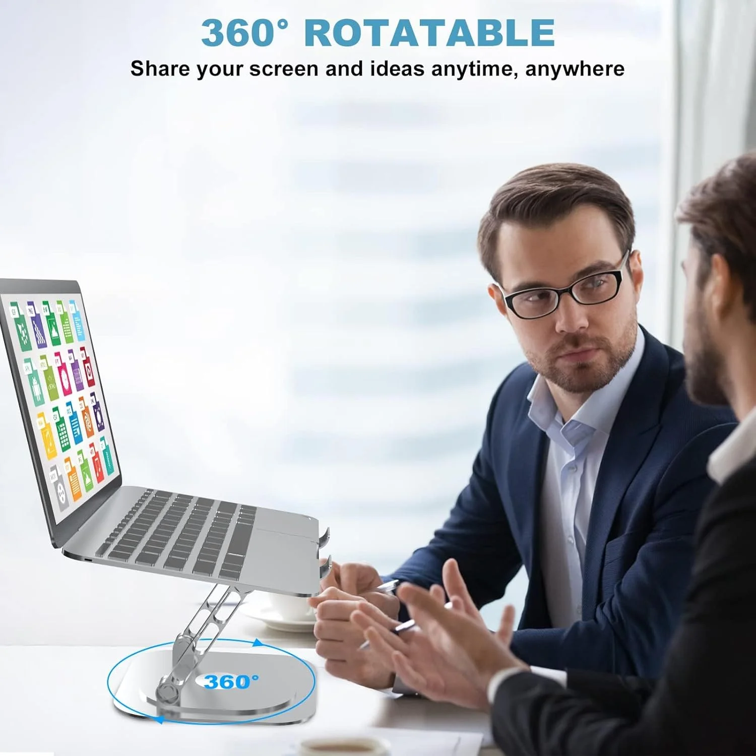 پایه لپ تاپ KASTWAVE قابل تنظیم برای میز، پایه نگهدارنده چرخشی آلیاژ آلومینیوم با پد خنک کننده لپ تاپ، نگهدارنده ارگونومیک و تاشو لپ تاپ، سازگار با مک بوک پرو، تمام لپ تاپ های 10-17 اینچ پایه لپ تاپ KASTWAVE قابل تنظیم برای میز، پایه نگهدارنده چرخشی آلیاژ آلومینیوم با پد خنک کننده لپ تاپ، نگهدارنده ارگونومیک و تاشو لپ تاپ، سازگار با مک بوک پرو، تمام لپ تاپ های 10-17 اینچ