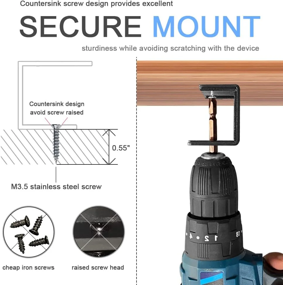 نگهدارنده لپ تاپ زیر میزی IFCASE، قفسه فلزی زیر میزی برای لپ تاپ، مک مینی، مک بوک، کیبورد با سیلیکون ضد خش (مشکی)