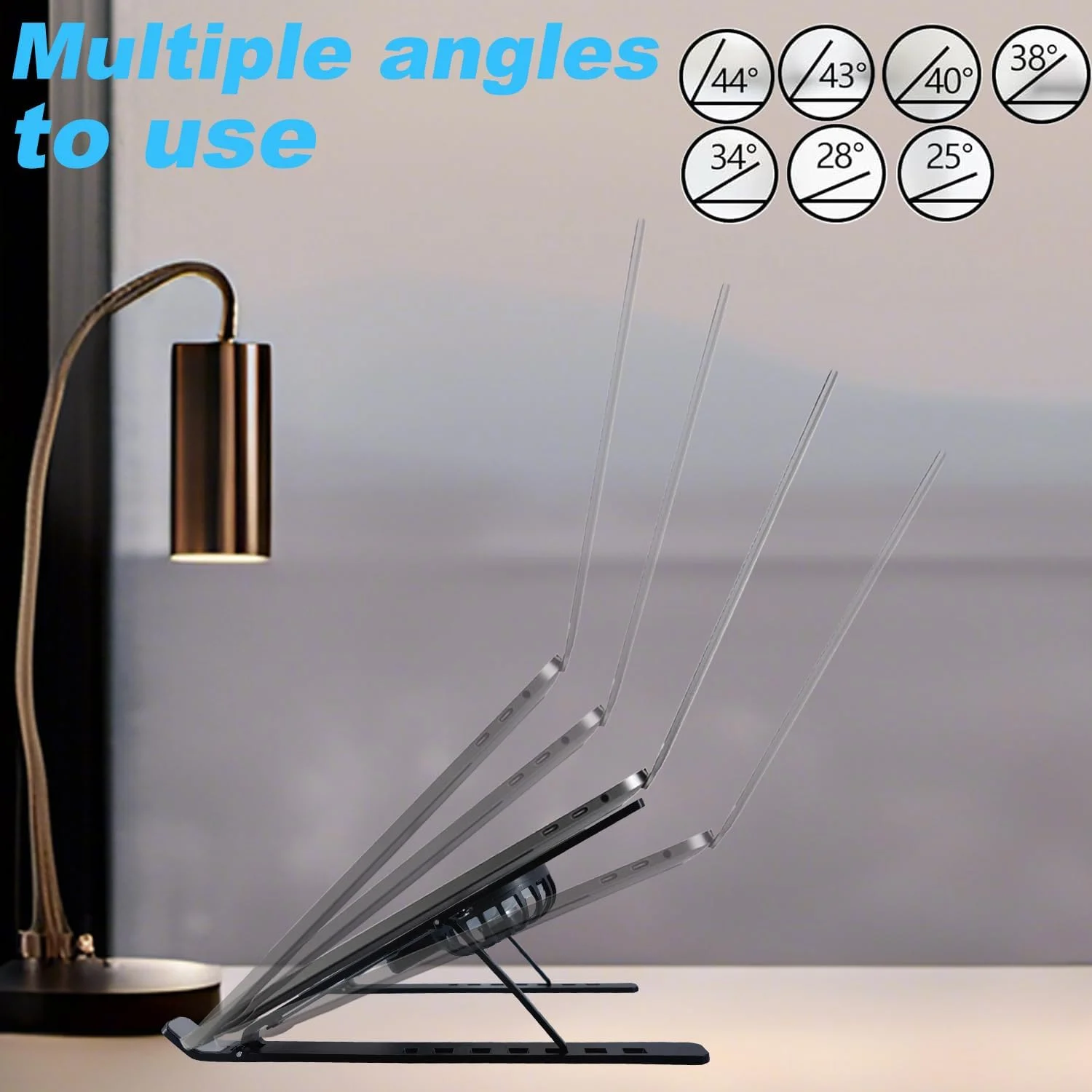 پایه لپ تاپ قابل حمل با فن خنک کننده، پایه نگهدارنده ارگونومیک، پایه جداشدنی لپ تاپ سازگار با مک بوک، دل، لنوو و سایر لپ تاپ های 16-18 اینچی - مشکی