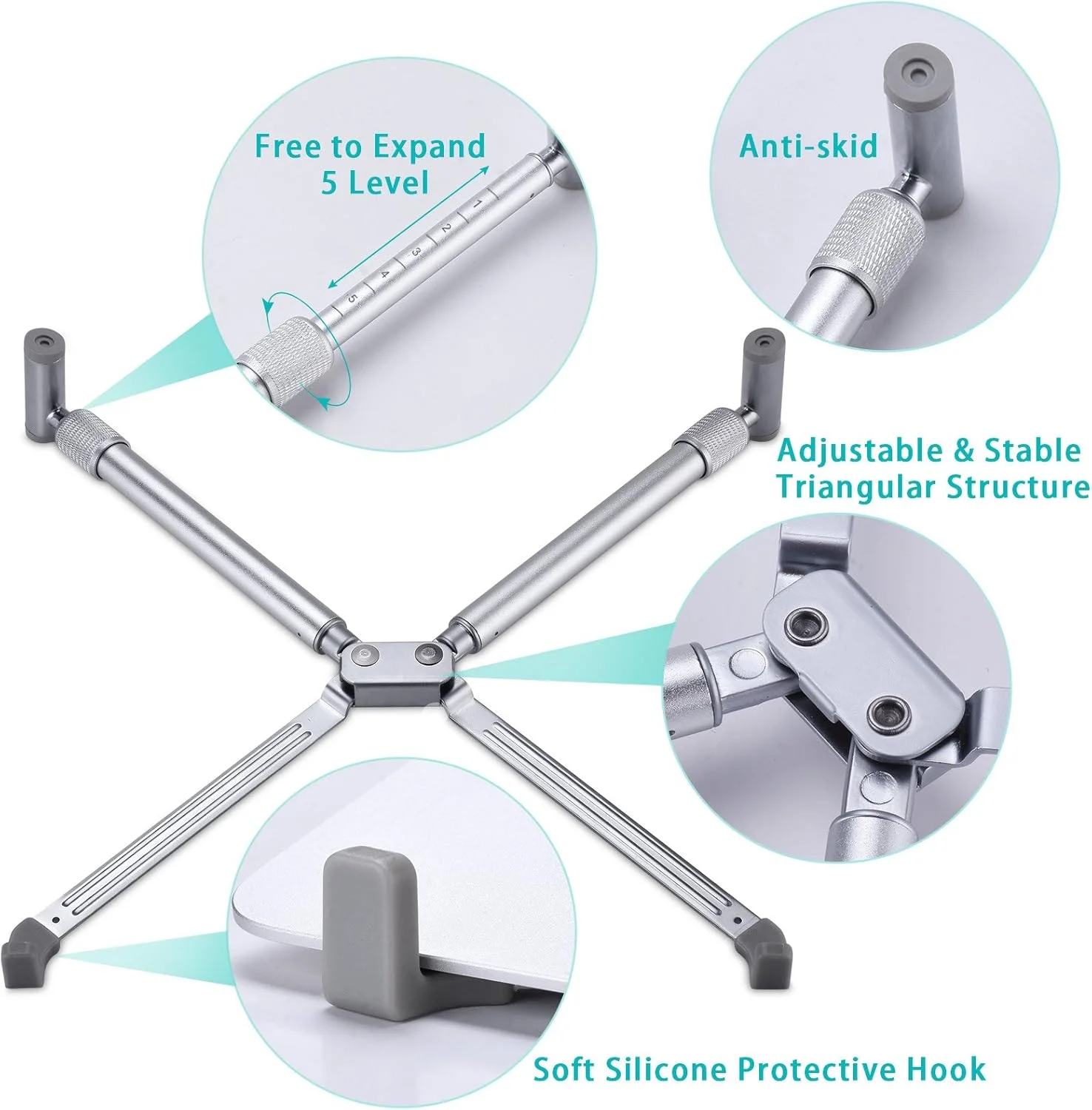پایه نگهدارنده لپ تاپ برای مک بوک پرو و سایر لپ تاپ ها، پایه خنک کننده آلومینیومی قابل تنظیم، تاشو و قابل حمل، طراحی ارگونومیک مناسب برای صفحه نمایش 12، 13، 15 و 17 اینچ پایه نگهدارنده لپ تاپ برای مک بوک پرو و سایر لپ تاپ ها، پایه خنک کننده آلومینیومی قابل تنظیم، تاشو و قابل حمل، طراحی ارگونومیک مناسب برای صفحه نمایش 12، 13، 15 و 17 اینچ