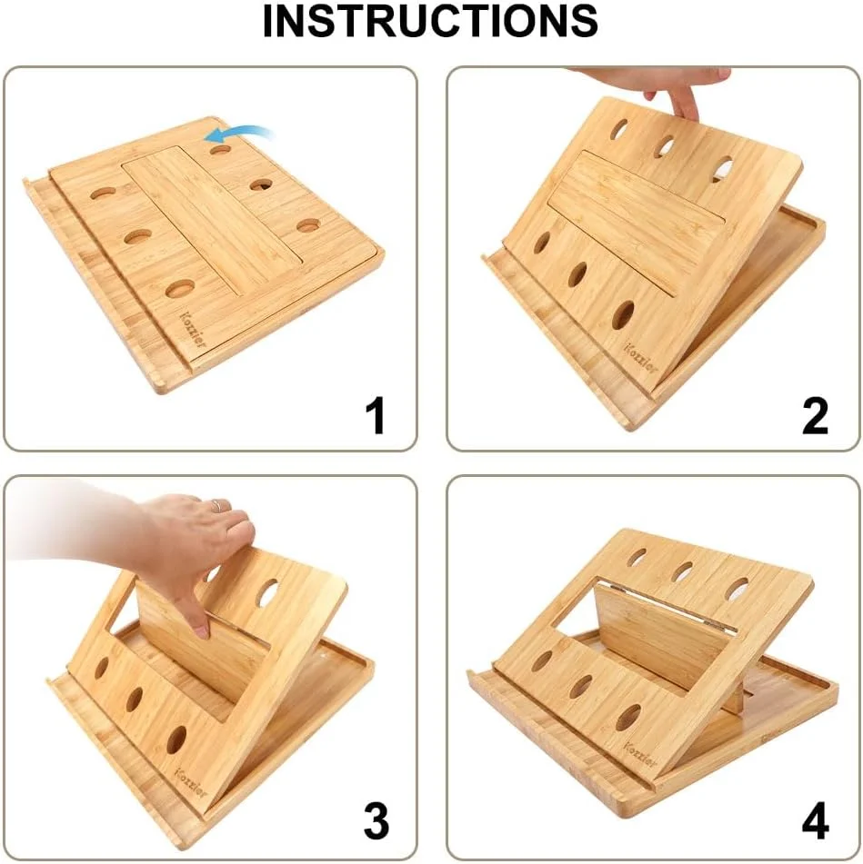 پایه تاشو لپ تاپ بامبو iCozzier، نگهدارنده قابل تنظیم برای نوت بوک، کامپیوتر، تبلت، میز، تخت، با قابلیت دفع حرارت، مناسب برای مک بوک، نت بوک و اولترابوک