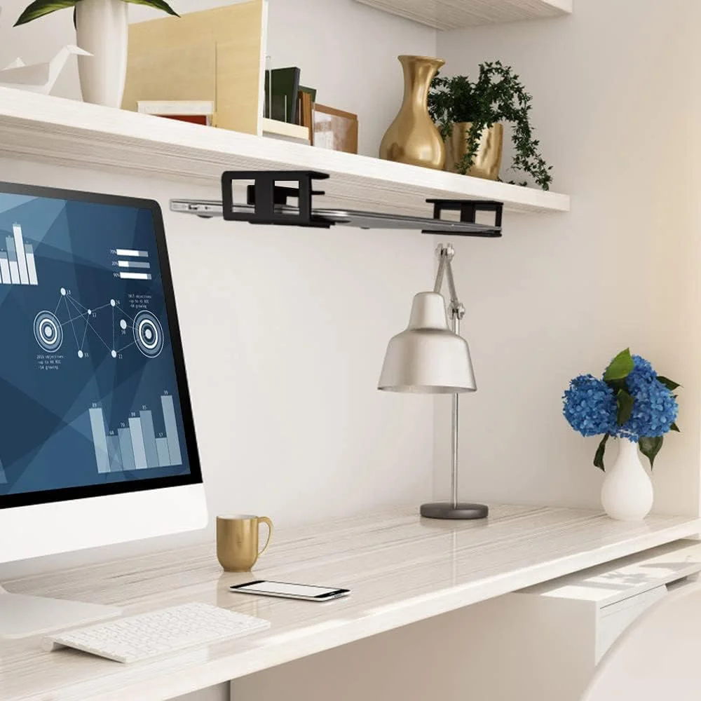 نگهدارنده لپ تاپ زیر میزی IFCASE، قفسه فلزی زیر میزی برای لپ تاپ، مک مینی، مک بوک، کیبورد با سیلیکون ضد خش (مشکی)