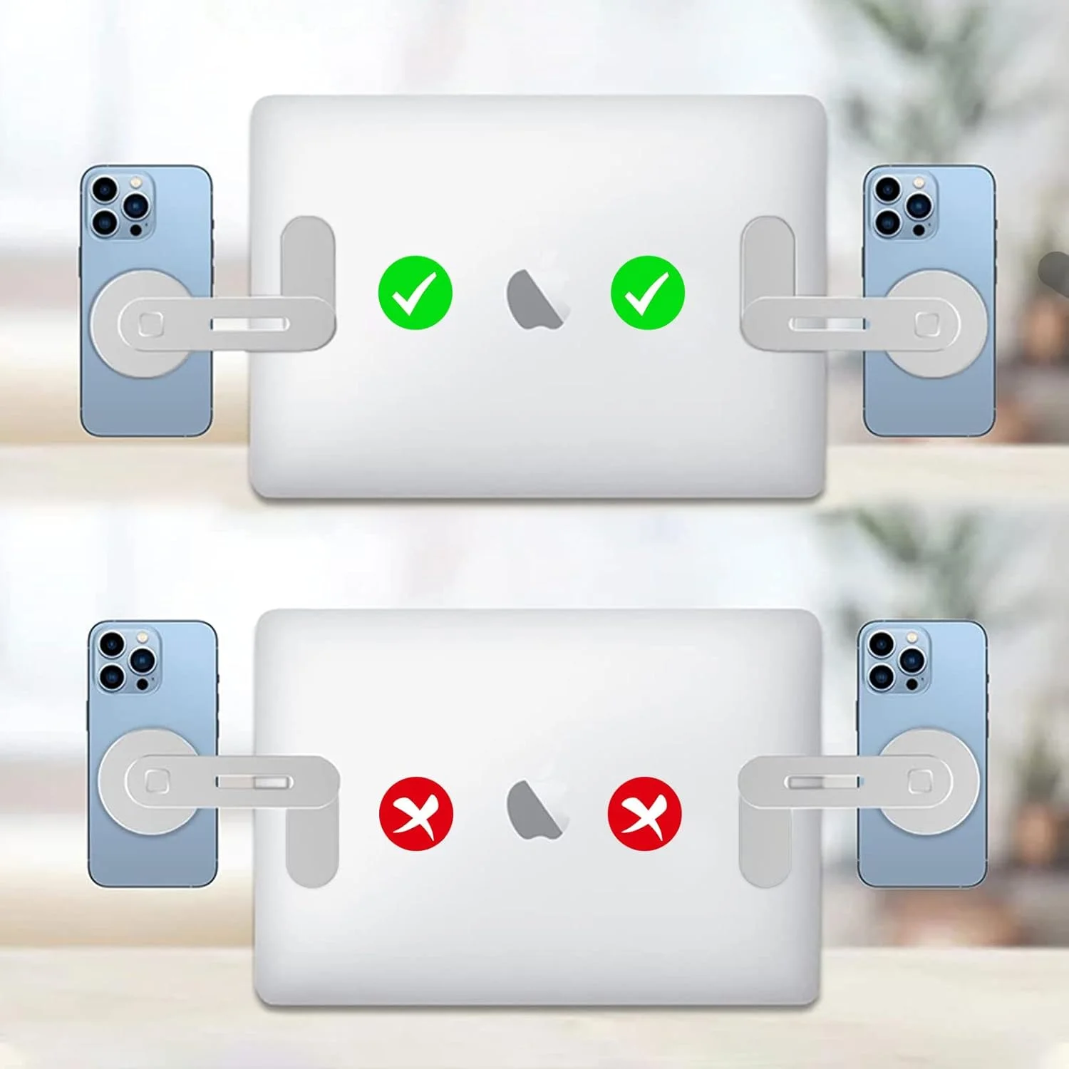 نگهدارنده مغناطیسی گوشی موبایل imluckies برای لپ تاپ، گیره قابل تنظیم نصب جانبی مانیتور کامپیوتر سازگار با سری آیفون 16، 15، 14، 13، 12 و قاب MagSafe و همه گوشی ها، براکت کامپیوتر تاشو قابل حمل، نقره ای