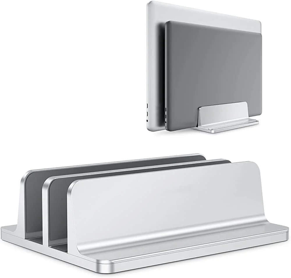 نگهدارنده لپ تاپ HASTHIP®، پایه عمودی لپ تاپ، نگهدارنده پایه لپ تاپ با اندازه اسکله قابل تنظیم، دارای دو شیار، برای مک بوک، آیپد، لپ تاپ دل (تا 17.3 اینچ)