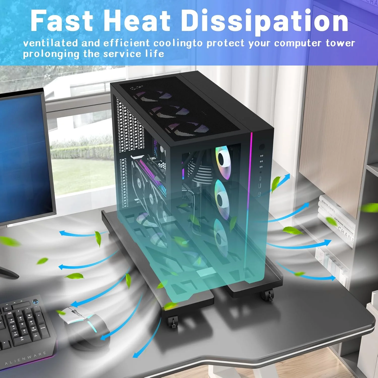 پایه کیس کامپیوتر، پایه برج کامپیوتر رومیزی، نگهدارنده قابل تنظیم CPU، پایه کامپیوتر موبایل جهانی با چرخ های قفل شونده، ترولی CPU زیر میز - مشکی پایه کیس کامپیوتر، پایه برج کامپیوتر رومیزی، نگهدارنده قابل تنظیم CPU، پایه کامپیوتر موبایل جهانی با چرخ های قفل شونده، ترولی CPU زیر میز - مشکی