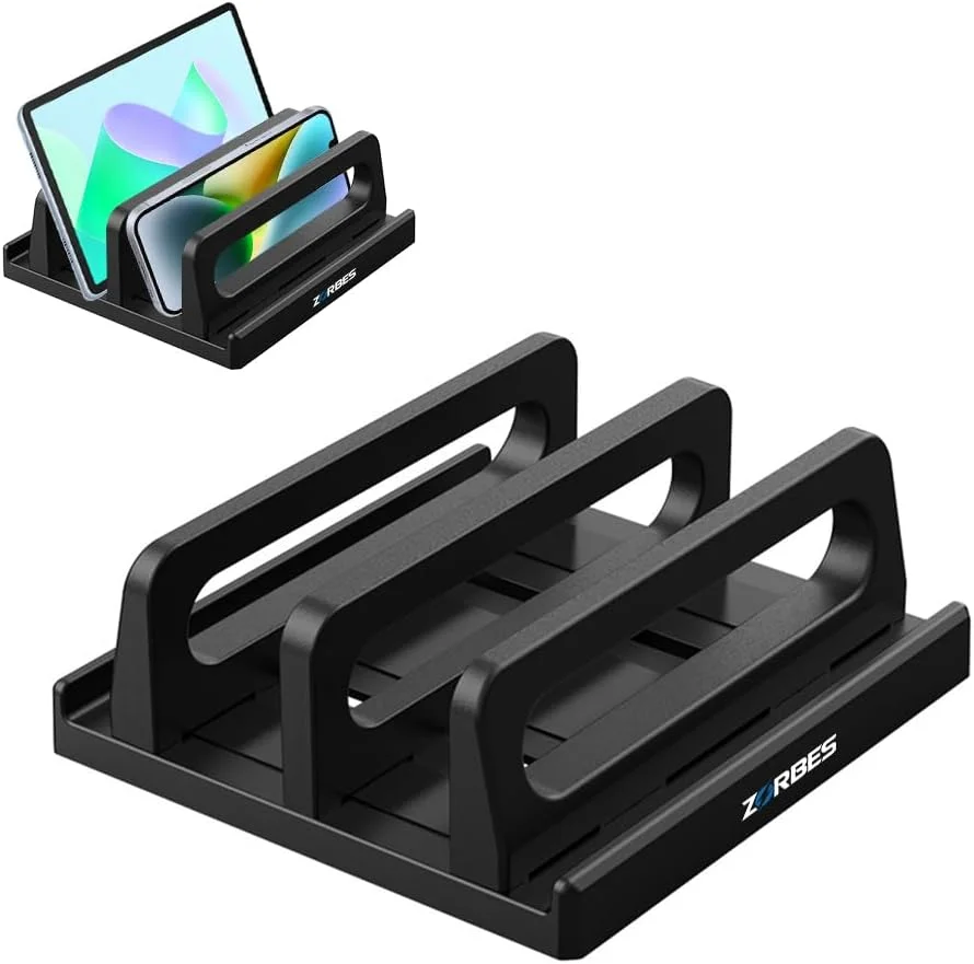 پایه لپ‌تاپ HASTHIP® برای آیپد، مک‌بوک | پایه مانیتور تاشو با کیفیت با قابلیت تنظیم ارتفاع، طراحی دارای تهویه | مقاوم، قابل حمل، روکش چوبی | ایده آل برای خانه، بازی، دی‌جی، دفتر | مشکی