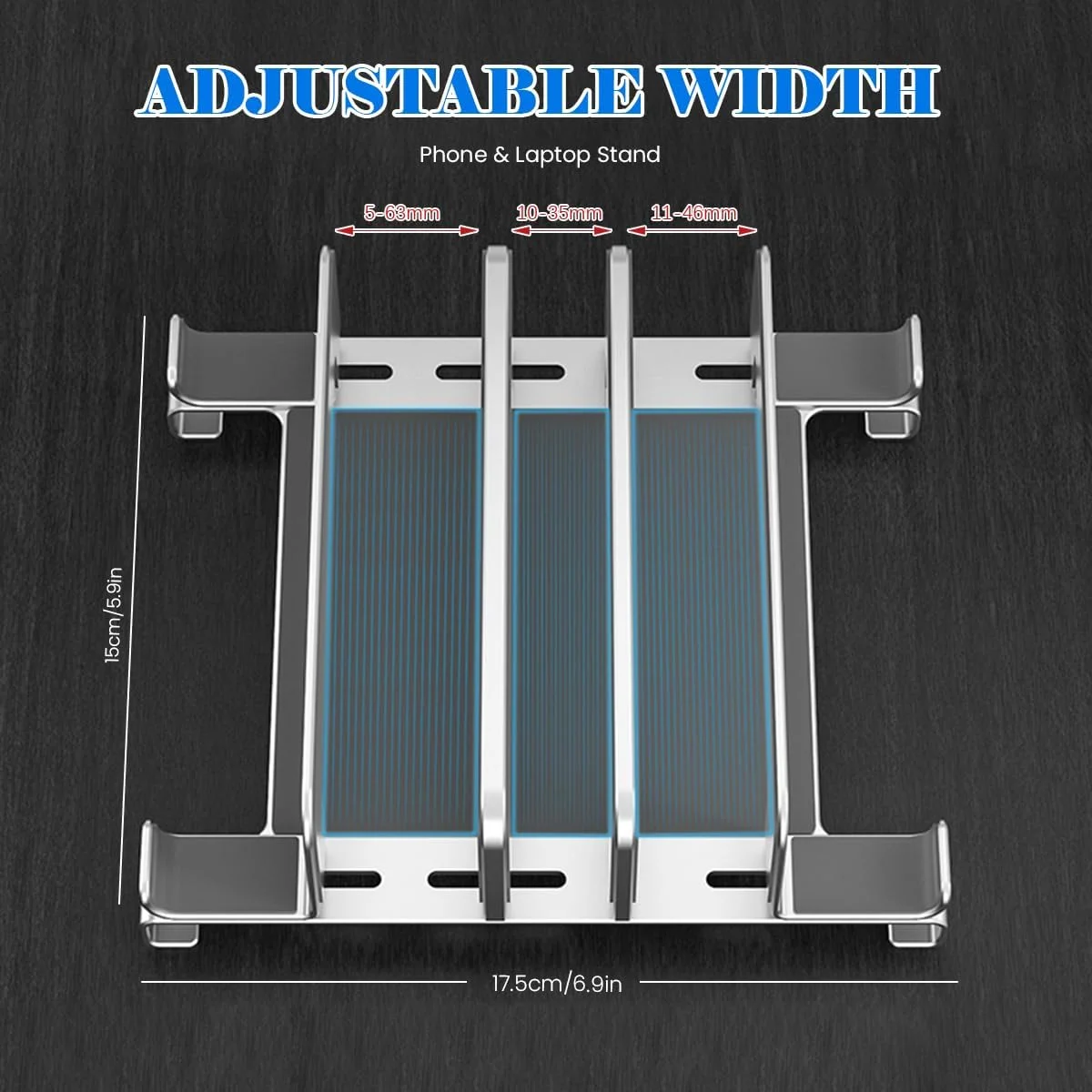 پایه لپ تاپ HASTHIP®، نگهدارنده فلزی قابل تنظیم لپ تاپ برای میز، پایه چند دستگاهی سازگار با تبلت، تلفن، کتابخوان الکترونیکی، تاشو، قابل حمل، ارگونومیک و خنک کننده کامپیوتر