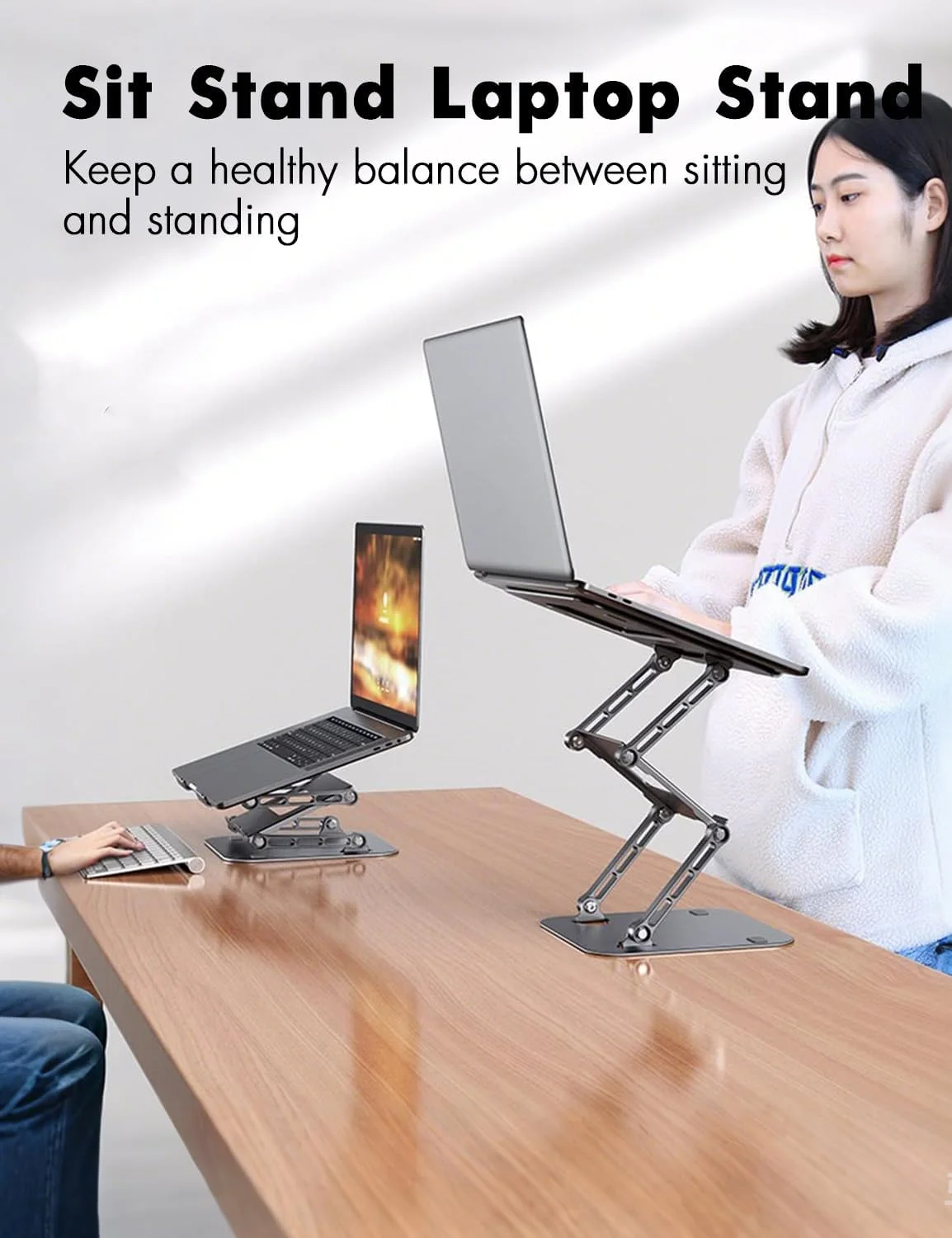 پایه لپ تاپ HAMACOUST، پایه لپ تاپ آلومینیومی برای میز، ارگونومیک برای نشستن/ایستادن، پایه تاشو لپ تاپ قابل تنظیم پایه لپ تاپ HAMACOUST، پایه لپ تاپ آلومینیومی برای میز، ارگونومیک برای نشستن/ایستادن، پایه تاشو لپ تاپ قابل تنظیم