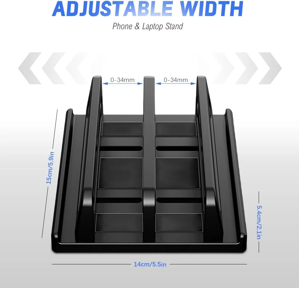پایه لپ‌تاپ HASTHIP® برای آیپد، مک‌بوک | پایه مانیتور تاشو با کیفیت با قابلیت تنظیم ارتفاع، طراحی دارای تهویه | مقاوم، قابل حمل، روکش چوبی | ایده آل برای خانه، بازی، دی‌جی، دفتر | مشکی