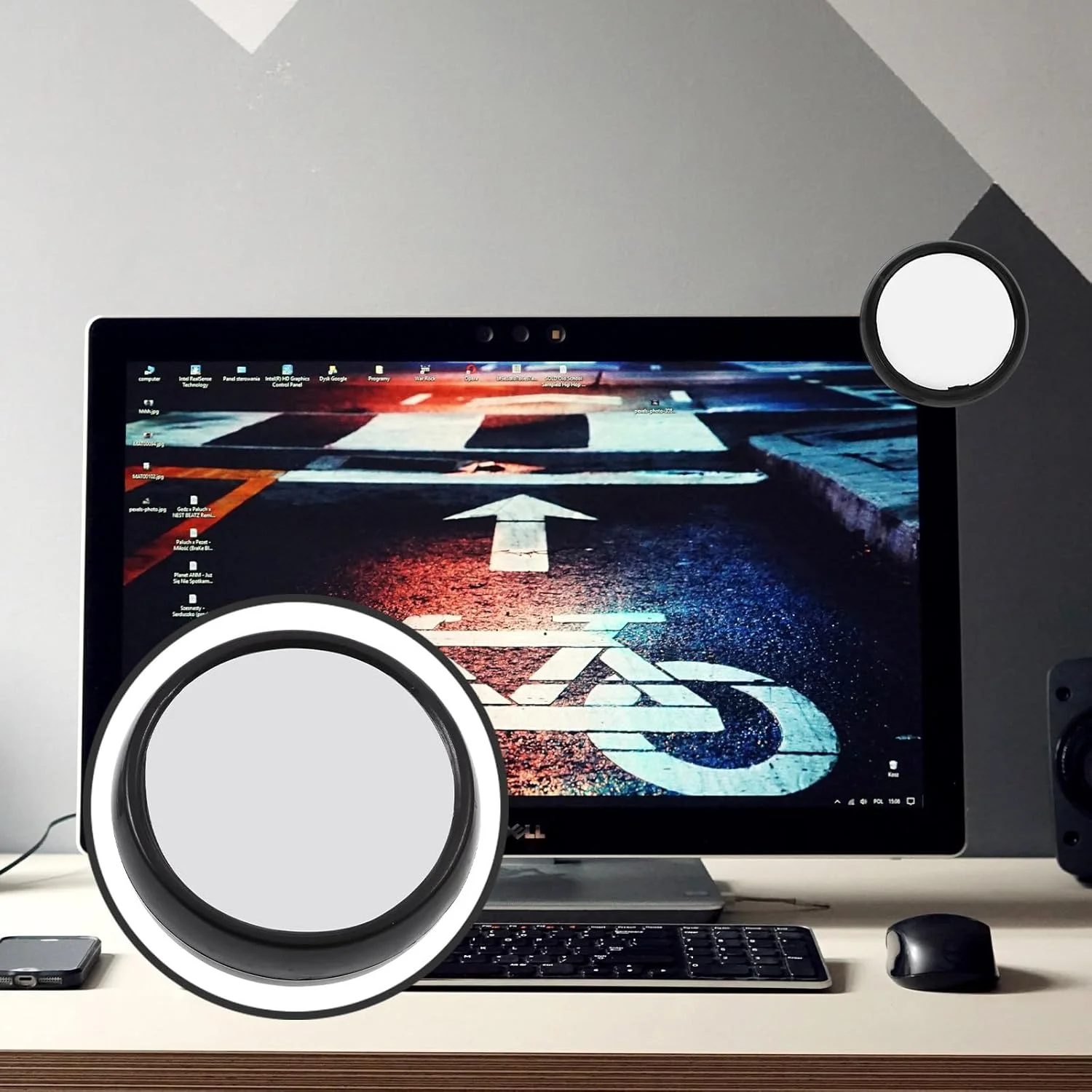 آینه رایانه ای Hemobllo، آینه گیره ای برای پارتیشن اداری، آینه رومیزی برای رایانه، لنز ضد دید زدن برای دفتر کار