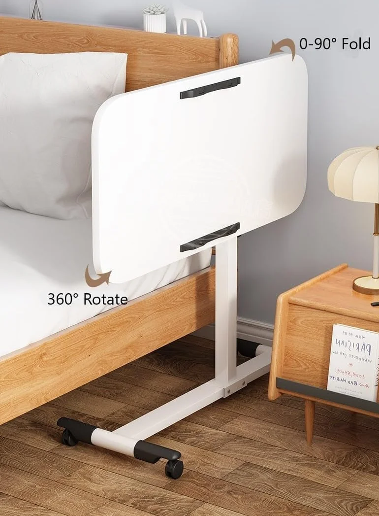 میز لپ تاپ HALAYAYA، پایه کامپیوتر قابل تنظیم، بالابر و چرخان برای خانه و دفتر، میز کنار تختی متحرک با چرخ، میز کنار مبل با 4 چرخ، میز قهوه (صورتی 55 * 32)