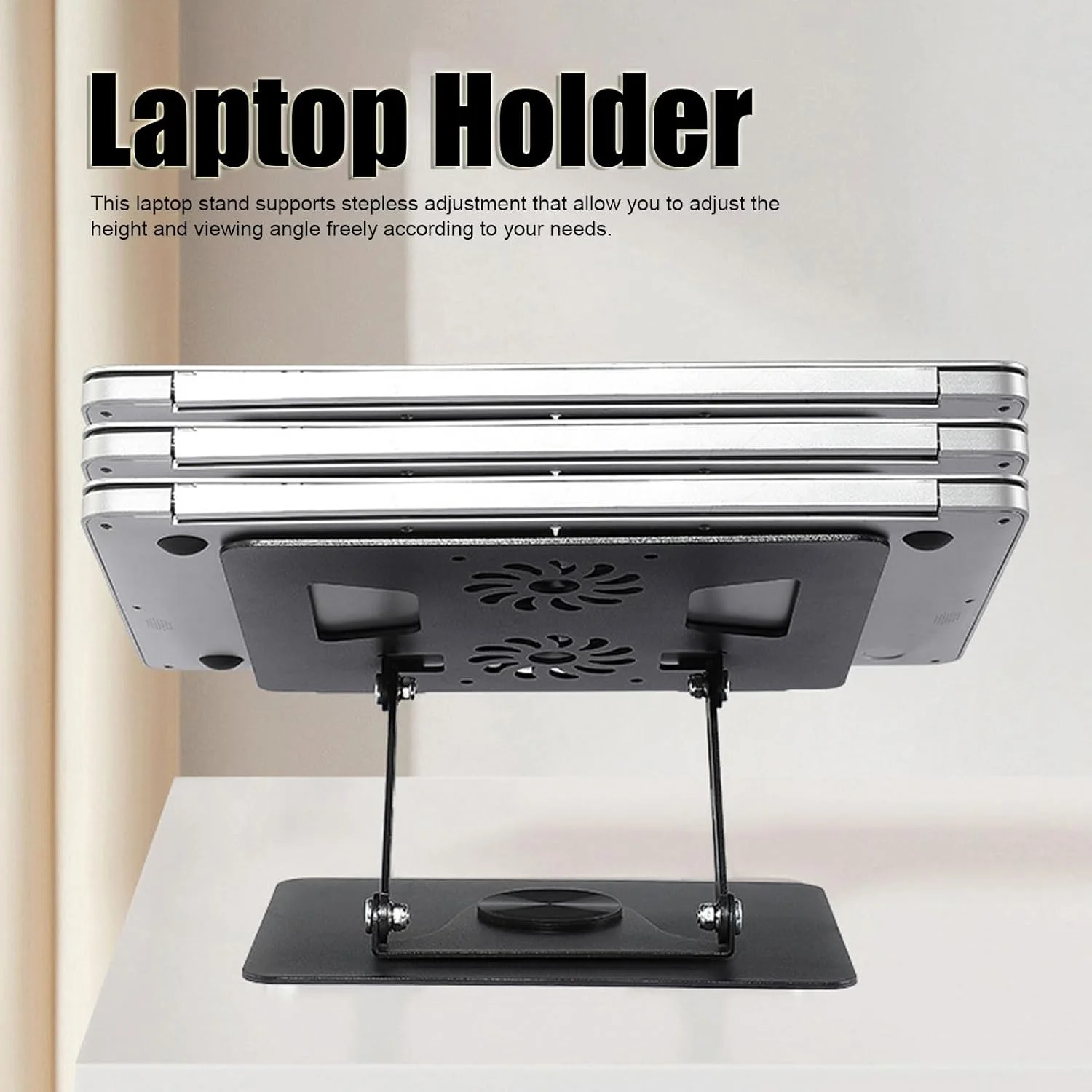 پایه لپ تاپ GOWENIC با فن خنک کننده، تنظیم پیوسته، پایه چرخان، آلیاژ آلومینیوم، سبک و باریک، برای لپ تاپ، نوت بوک و تبلت های 11 تا 17.3 اینچی