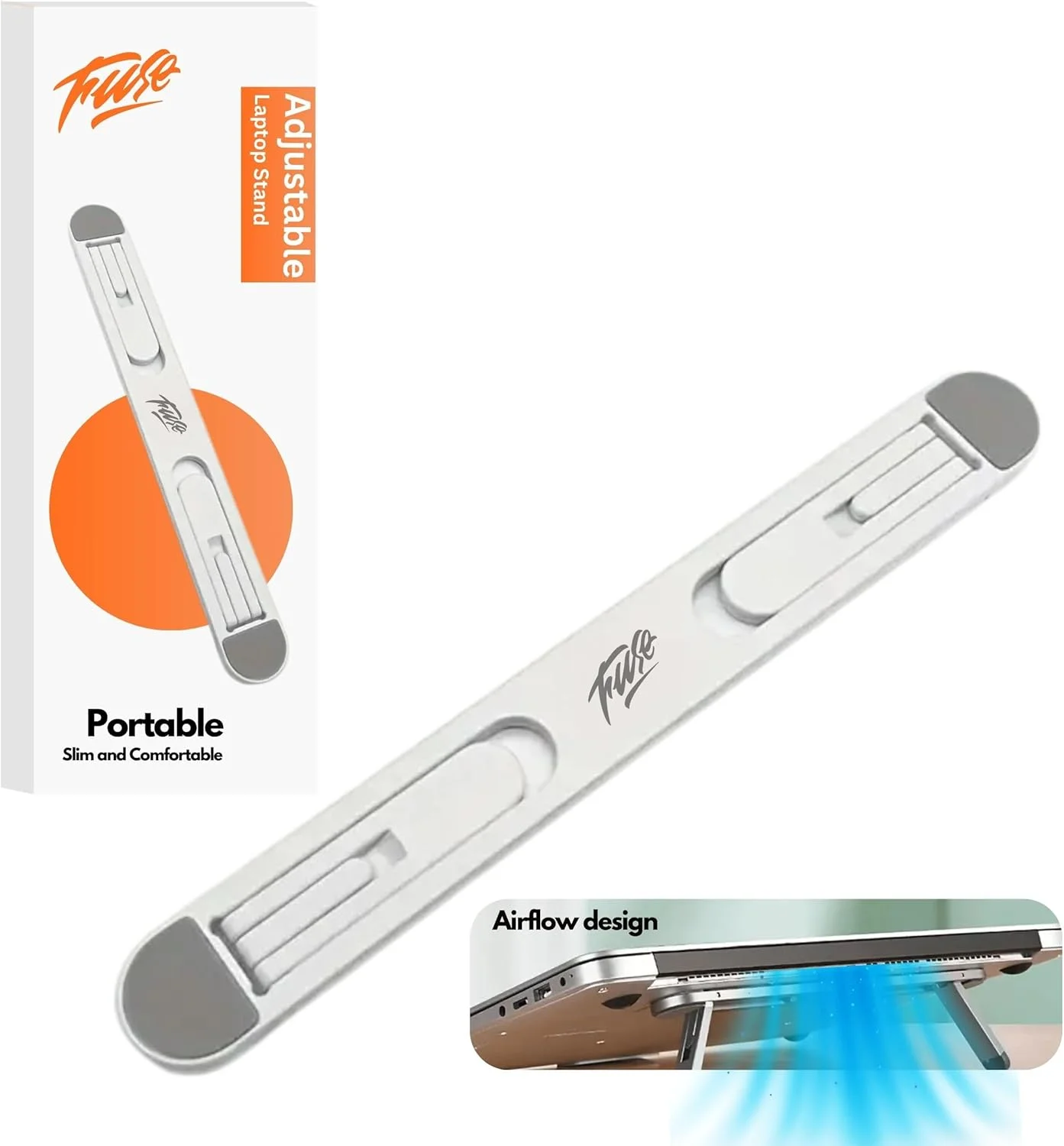 پایه لپ‌تاپ FUSE برای میز - پایه قابل تنظیم لپ‌تاپ، نگهدارنده تاشو و قابل حمل ABS+سیلیکونی نوت‌بوک، پایه خنک‌کننده دارای تهویه برای مک‌بوک، دل، لنوو، اچ‌پی، لپ‌تاپ‌ها و تبلت‌ها (10-17 اینچ)