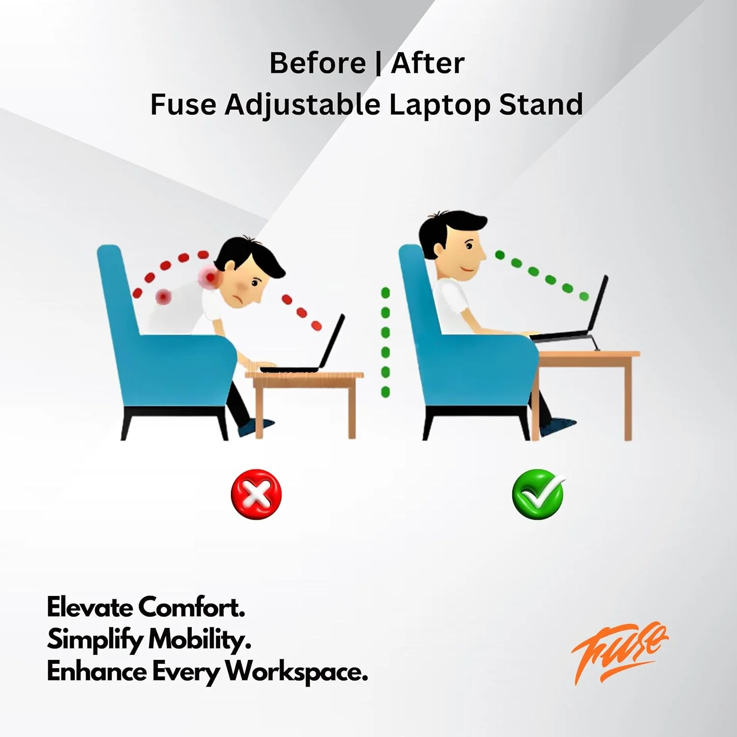 پایه لپ‌تاپ FUSE برای میز - پایه قابل تنظیم لپ‌تاپ، نگهدارنده تاشو و قابل حمل ABS+سیلیکونی نوت‌بوک، پایه خنک‌کننده دارای تهویه برای مک‌بوک، دل، لنوو، اچ‌پی، لپ‌تاپ‌ها و تبلت‌ها (10-17 اینچ) - مشکی