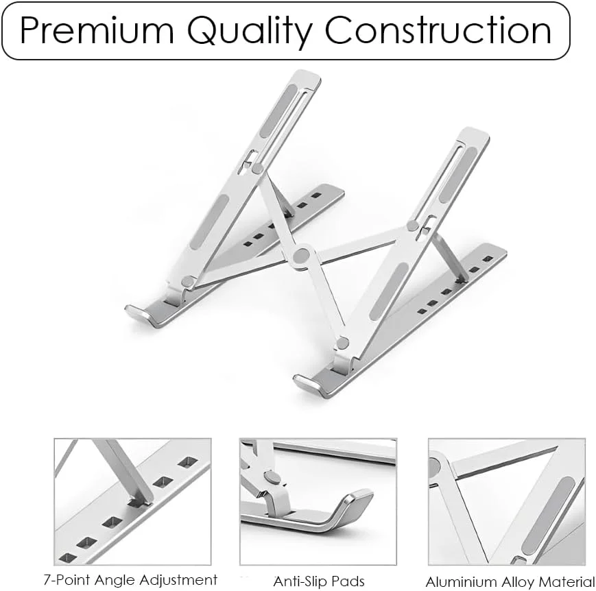 پایه لپتاپ HEXAR، پایه تاشو آلیاژ فولادی نوتبوک، نگهدارنده جهانی قابل تنظیم لپتاپ برای تبلتها، سازگار با آیپد، نوتبوک، 7 زاویه ارتفاع قابل تنظیم (نقرهای) پایه لپتاپ HEXAR، پایه تاشو آلیاژ فولادی نوتبوک، نگهدارنده جهانی قابل تنظیم لپتاپ برای تبلتها، سازگار با آیپد، نوتبوک، 7 زاویه ارتفاع قابل تنظیم (نقرهای)