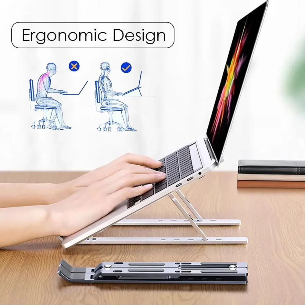 پایه لپتاپ HEXAR، پایه تاشو آلیاژ فولادی نوتبوک، نگهدارنده جهانی قابل تنظیم لپتاپ برای تبلتها، سازگار با آیپد، نوتبوک، 7 زاویه ارتفاع قابل تنظیم (نقرهای) پایه لپتاپ HEXAR، پایه تاشو آلیاژ فولادی نوتبوک، نگهدارنده جهانی قابل تنظیم لپتاپ برای تبلتها، سازگار با آیپد، نوتبوک، 7 زاویه ارتفاع قابل تنظیم (نقرهای)