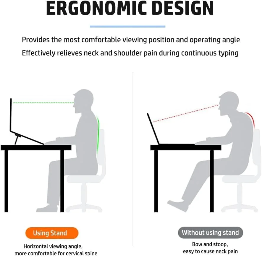 پایه تاشو لپ تاپ، پایه قابل حمل کیبورد کامپیوتر با 2 زاویه قابل تنظیم، پایه نامرئی خود چسب نوت بوک و بالابر کیبورد برای میز (مشکی) - 2 عدد