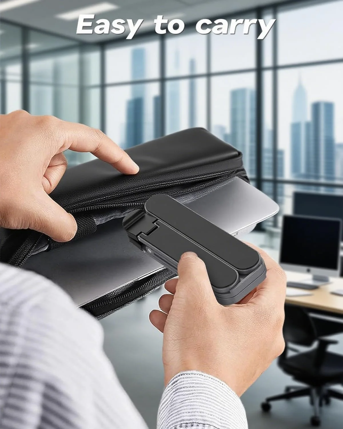 پایه تاشو و قابل حمل لپ تاپ برای میز، پایه سبک وزن تبلت برای سفر کاری، کتابخانه، کافه، نگهدارنده آلومینیومی ارگونومیک کامپیوتر با 6 سطح ارتفاع برای لپ تاپ های 10-16 اینچی [فوق العاده جمع و جور]