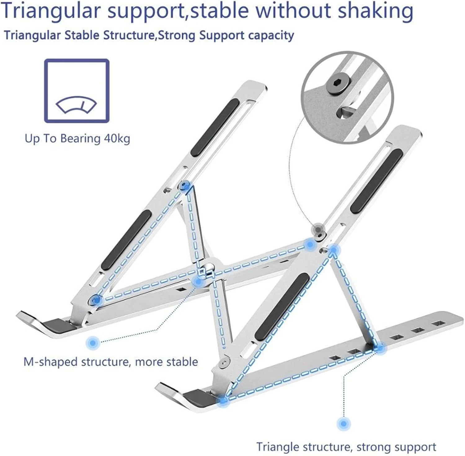 پایه تاشو لپ تاپ، آلومینیومی قابل حمل با قابلیت دفع حرارت و تهویه، ارگونومیک با قابلیت تنظیم ارتفاع و زاویه، پایه فوق العاده قوی