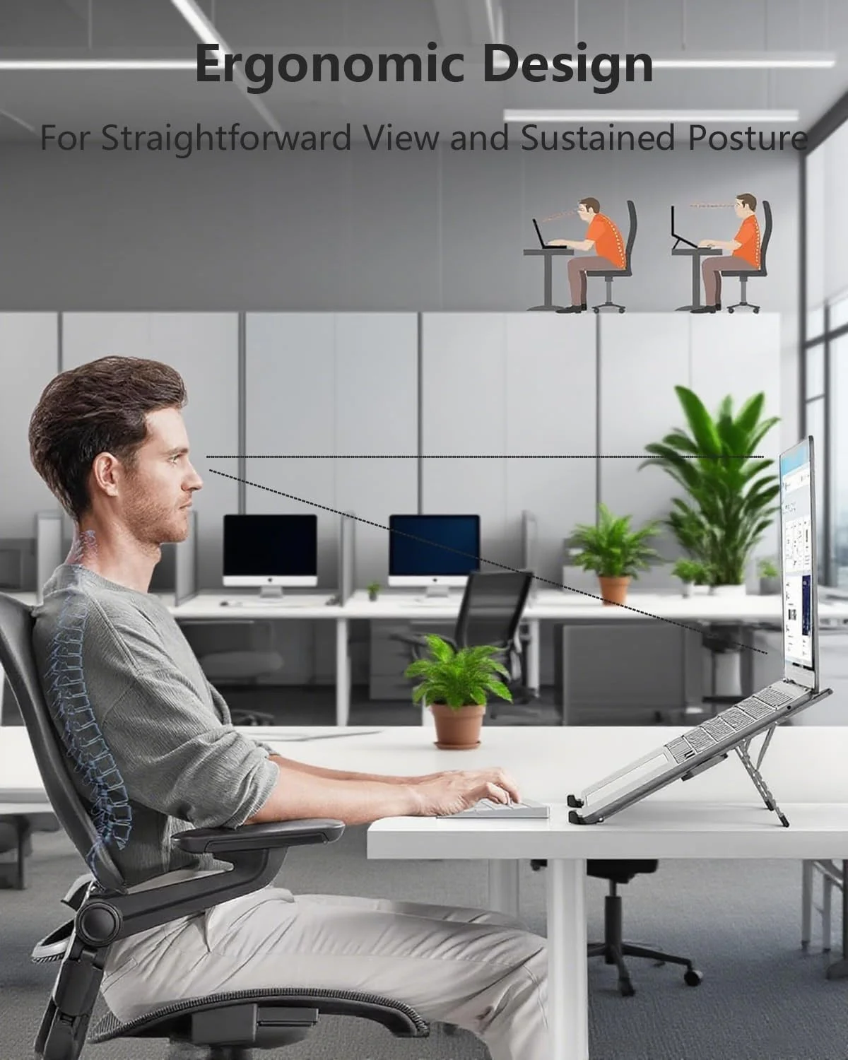 پایه تاشو و قابل حمل لپ تاپ برای میز، پایه سبک وزن تبلت برای سفر کاری، کتابخانه، کافه، نگهدارنده آلومینیومی ارگونومیک کامپیوتر با 6 سطح ارتفاع برای لپ تاپ های 10-16 اینچی [فوق العاده جمع و جور]